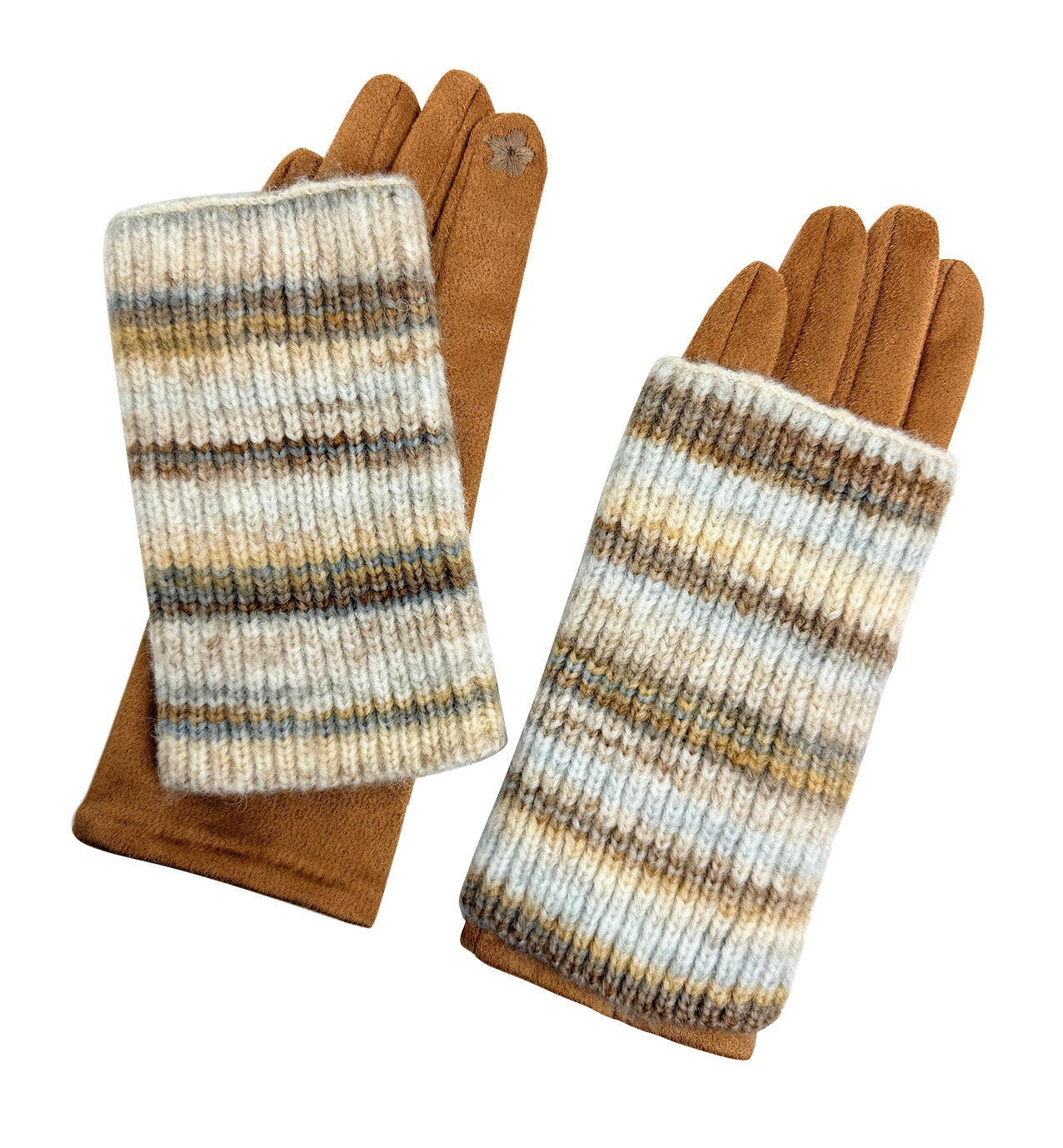 GV25130-303 2 in 1 Solid Colour Gloves with a Removable Knitted Fingerless Layer