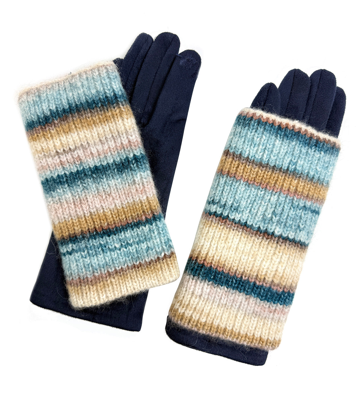 GV25130-303 2 in 1 Solid Colour Gloves with a Removable Knitted Fingerless Layer
