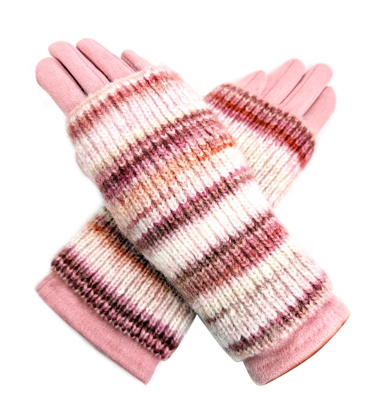 GV25130-303 2 in 1 Solid Colour Gloves with a Removable Knitted Fingerless Layer