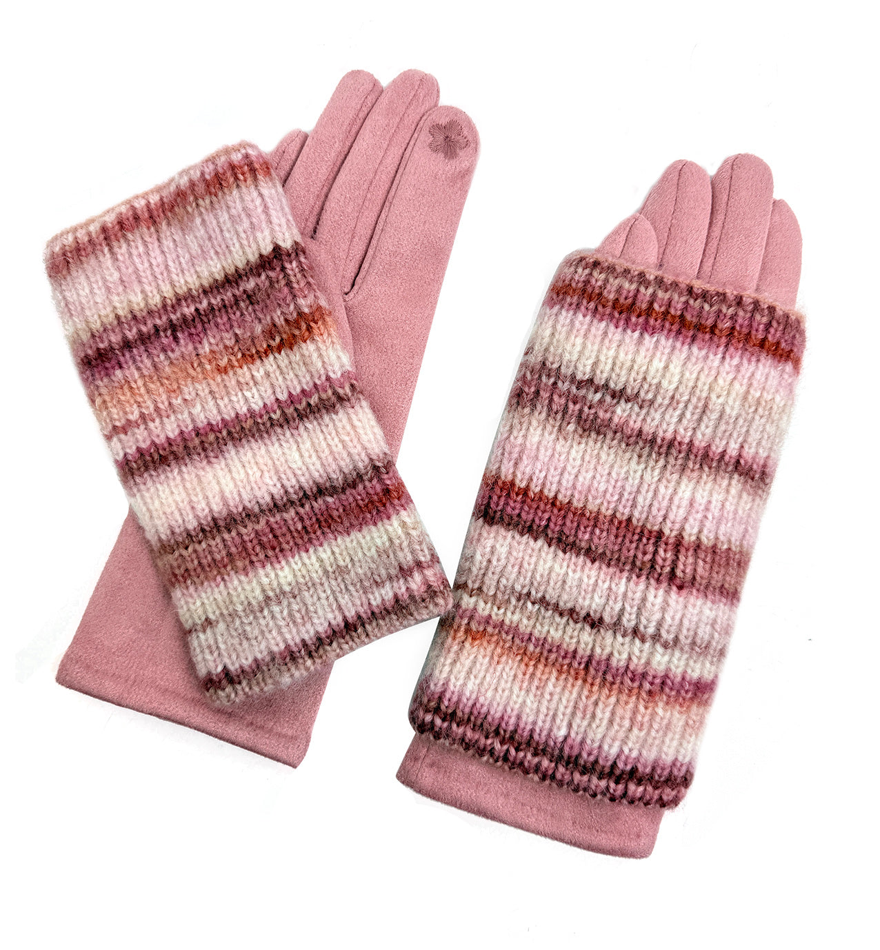 GV25130-303 2 in 1 Solid Colour Gloves with a Removable Knitted Fingerless Layer