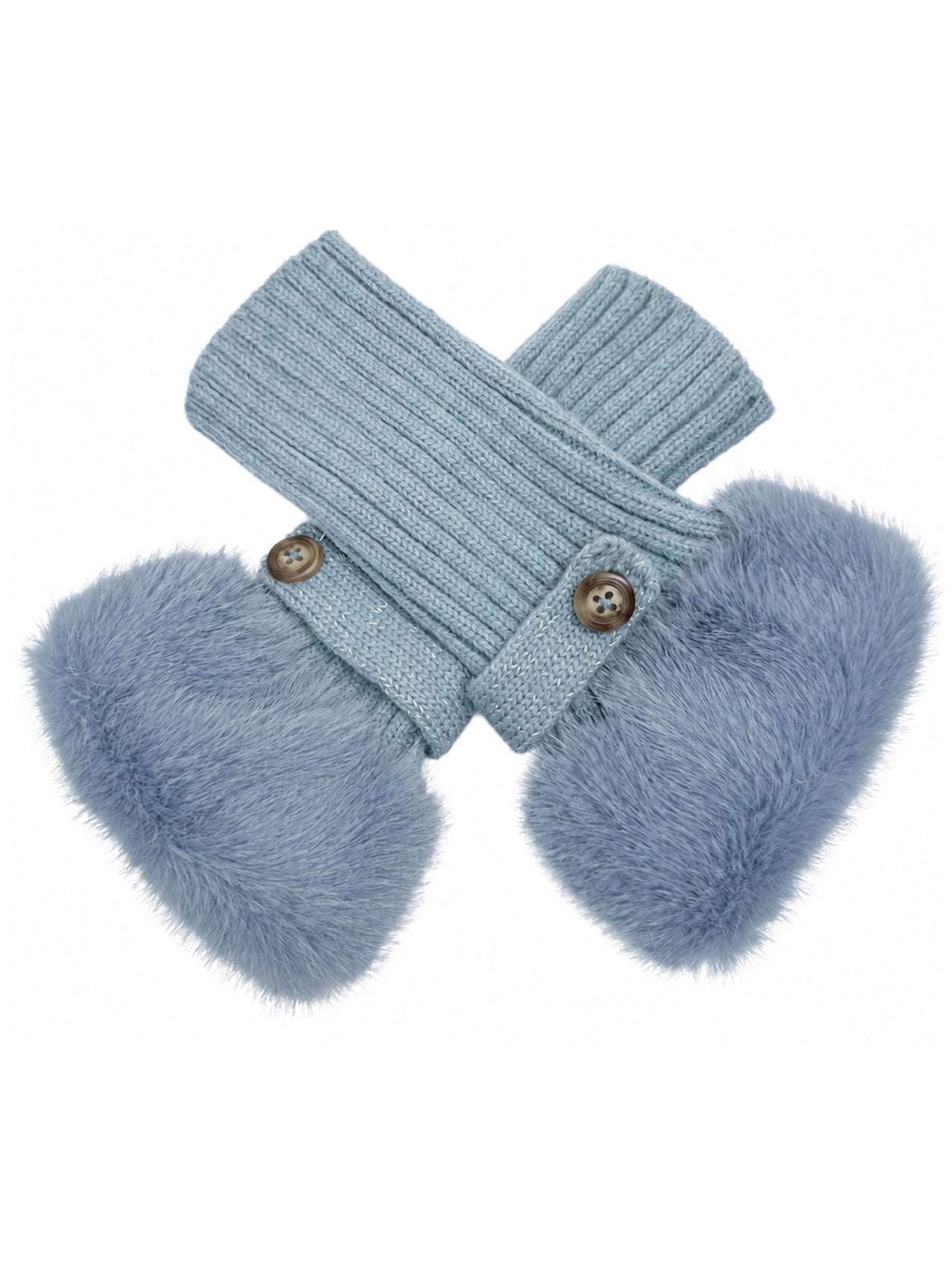 GV26092-391 Fingerless Knitted Gloves with Fur Cuff