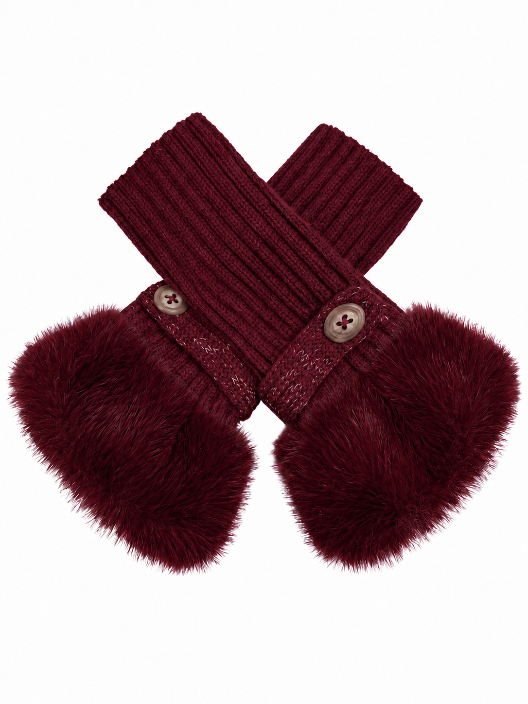 GV26092-391 Fingerless Knitted Gloves with Fur Cuff