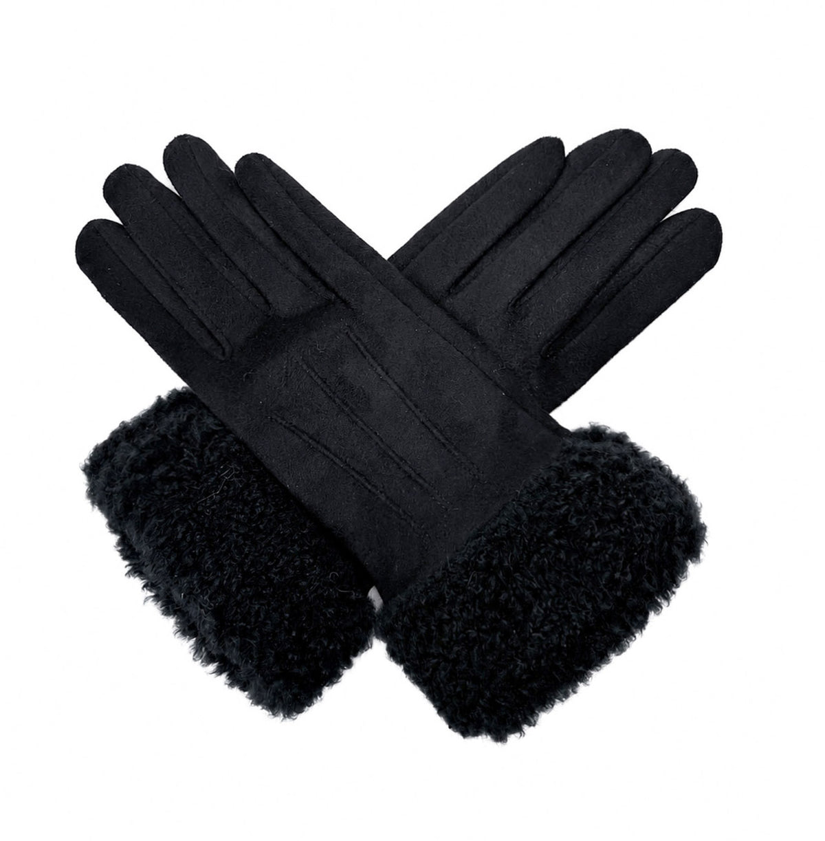 GV26092-392 Soft Cosy Gloves with Fur Cuff Detail