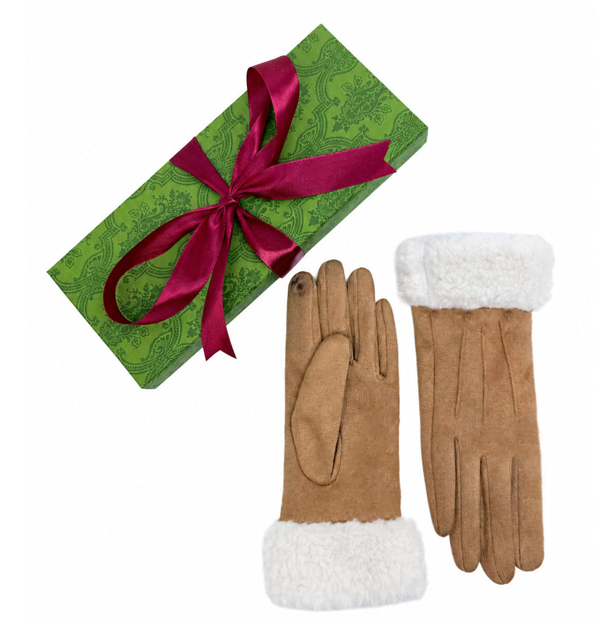 GV26092-392 Soft Cosy Gloves with Fur Cuff Detail