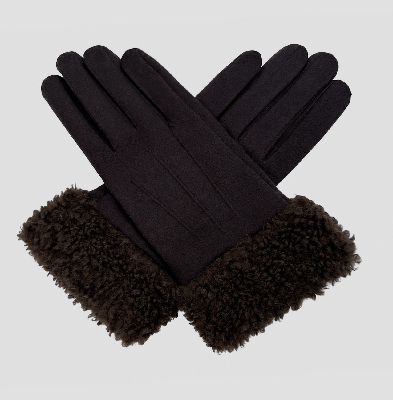 GV26092-392 Soft Cosy Gloves with Fur Cuff Detail