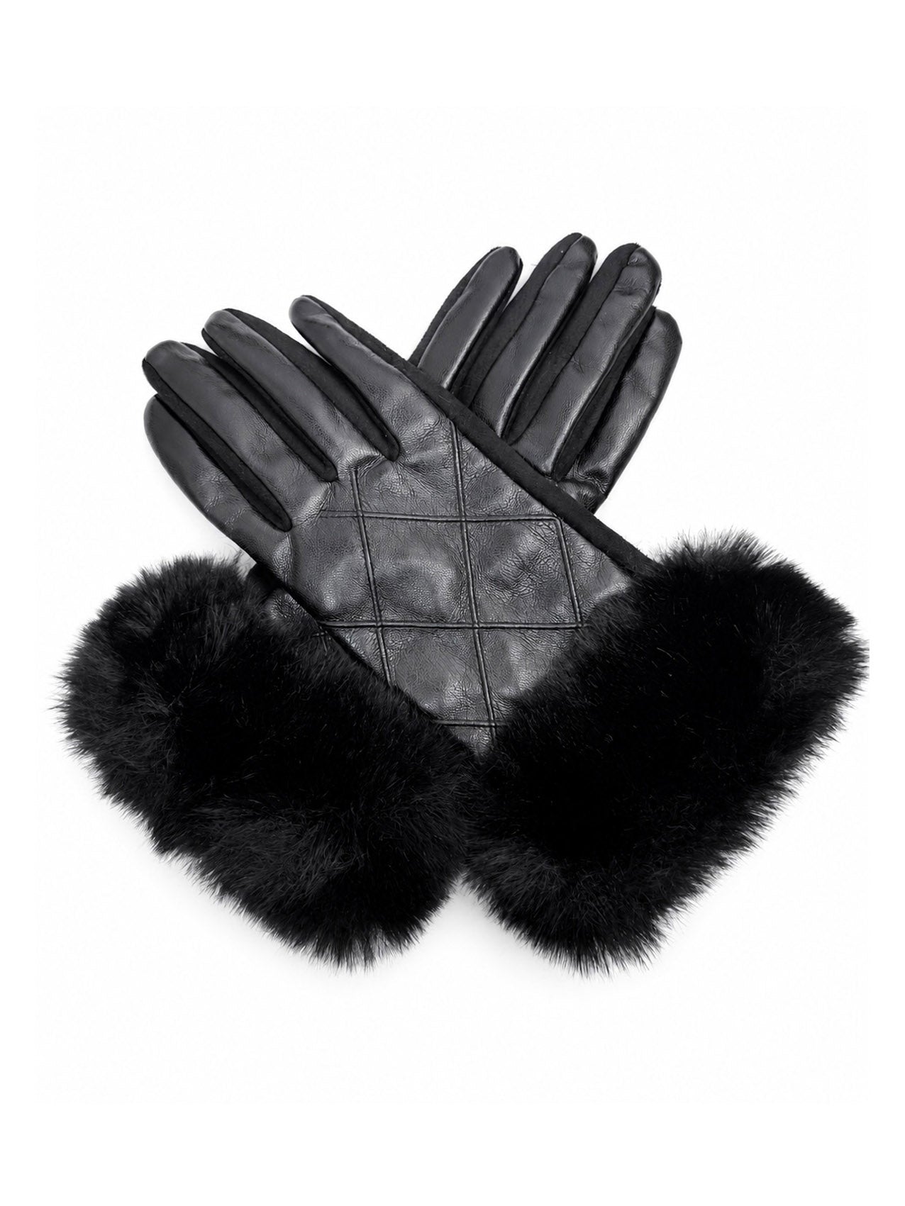 GV26105-384 Soft Cosy Gloves with Fur Detailed Cuff