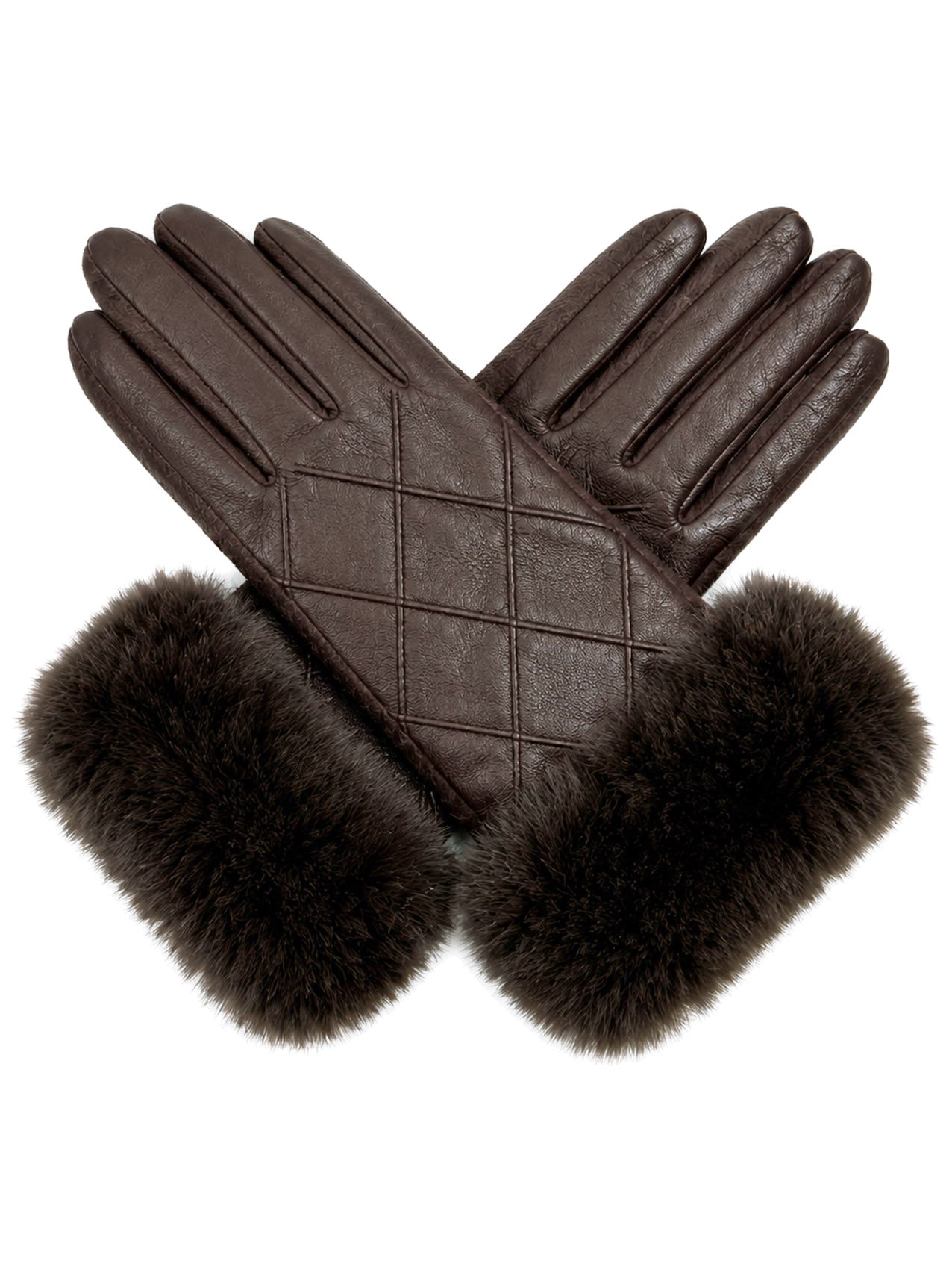 GV26105-384 Soft Cosy Gloves with Fur Detailed Cuff