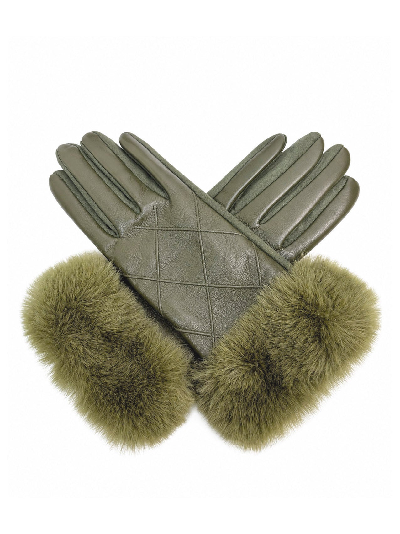 GV26105-384 Soft Cosy Gloves with Fur Detailed Cuff