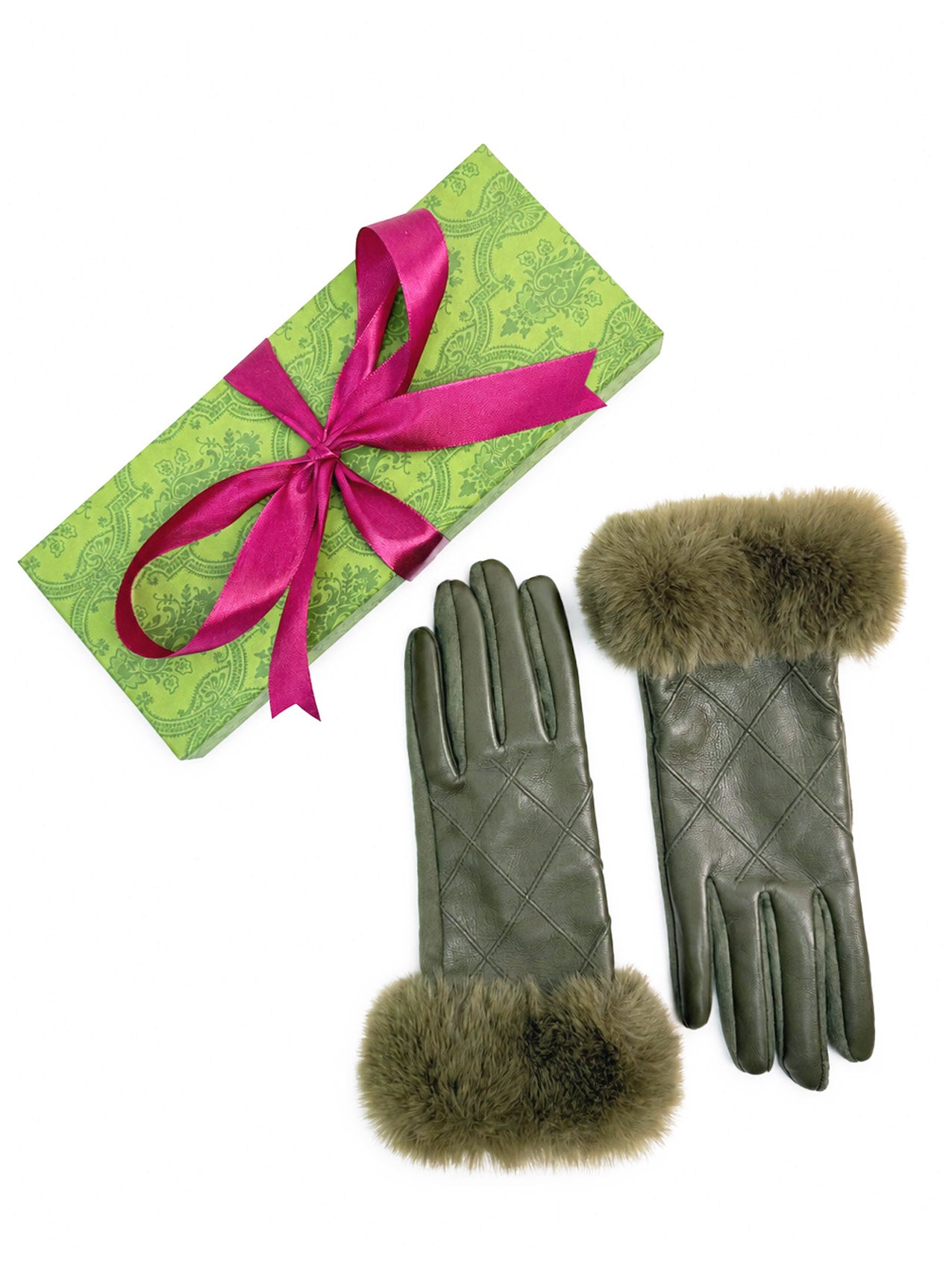 GV26105-384 Soft Cosy Gloves with Fur Detailed Cuff
