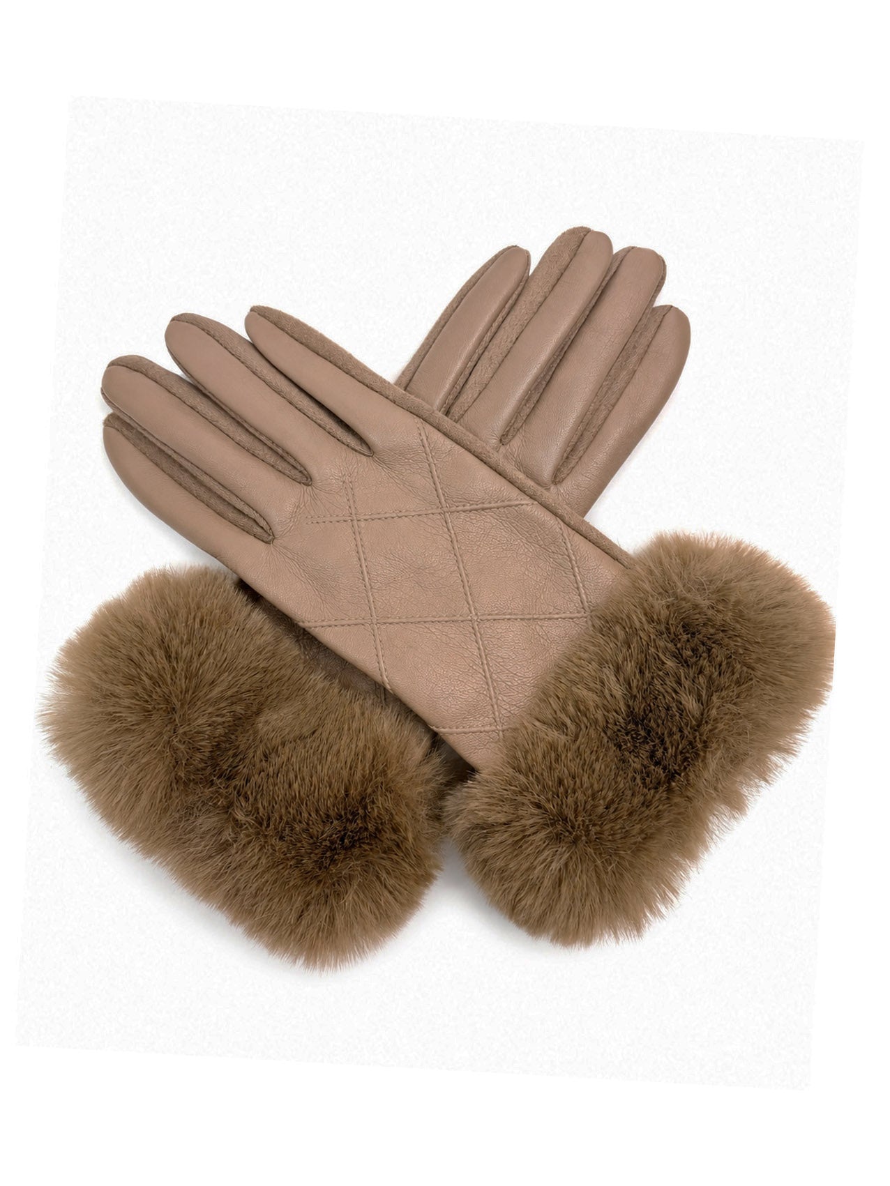 GV26105-384 Soft Cosy Gloves with Fur Detailed Cuff