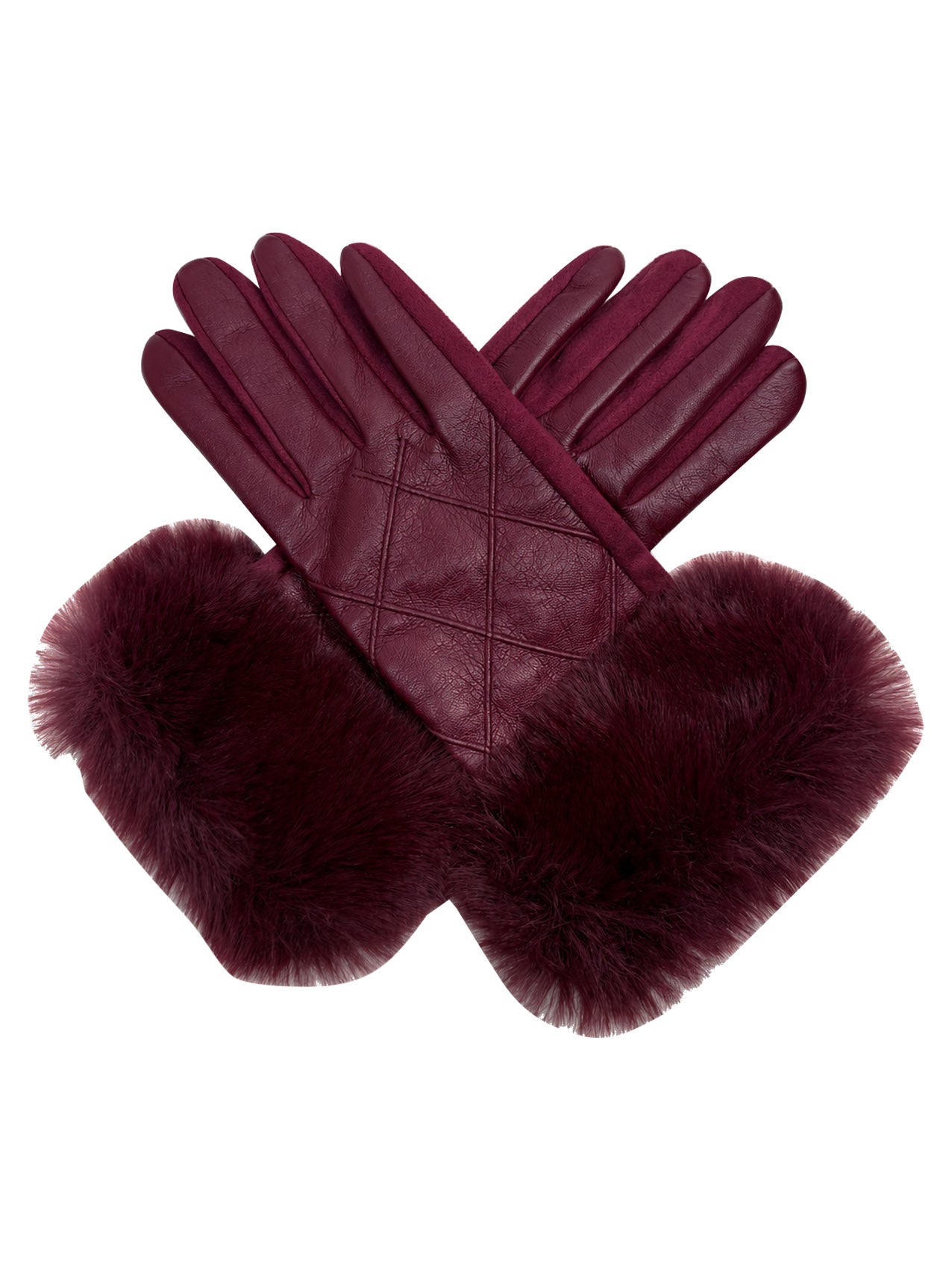 GV26105-384 Soft Cosy Gloves with Fur Detailed Cuff