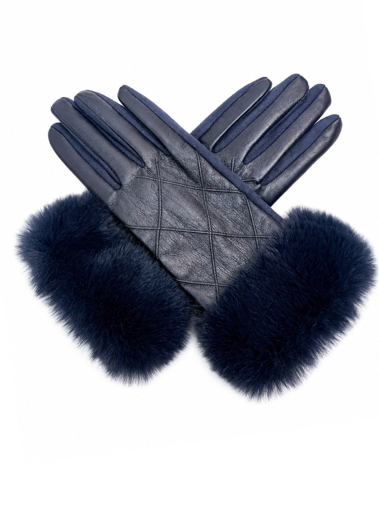 GV26105-384 Soft Cosy Gloves with Fur Detailed Cuff