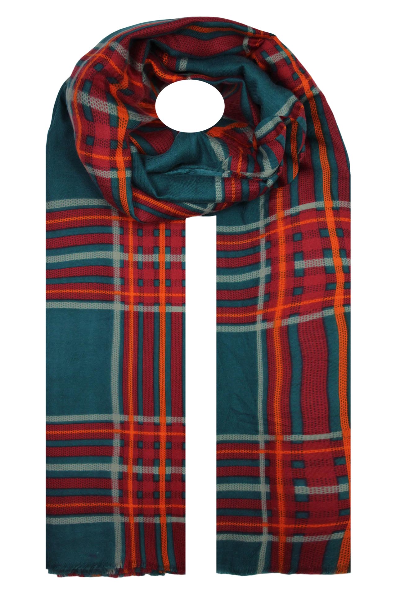 SF19130-96 Checker Print Cotton Blend Scarf