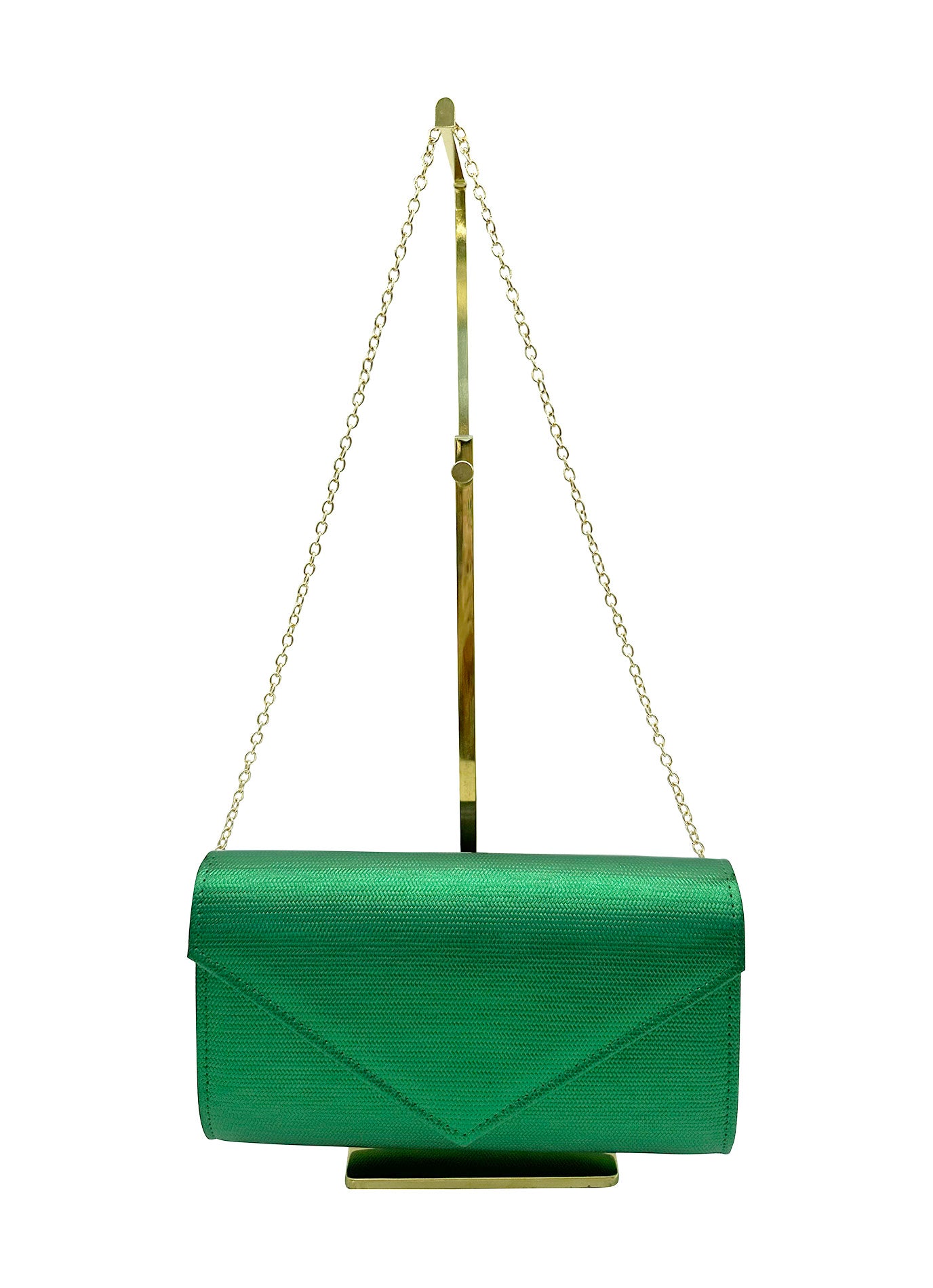 CB24160-006 Plain Envelope Style Clutch Bag with Long Shoulder Chain