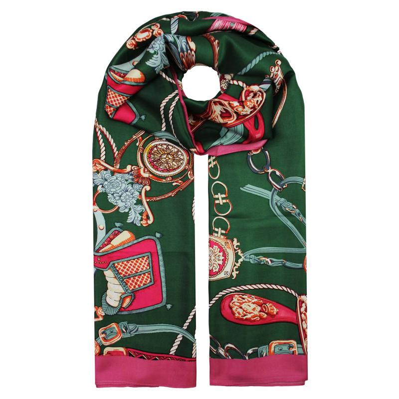 SF19120-135 Coloured Scarf with Chains and Strings Pattern