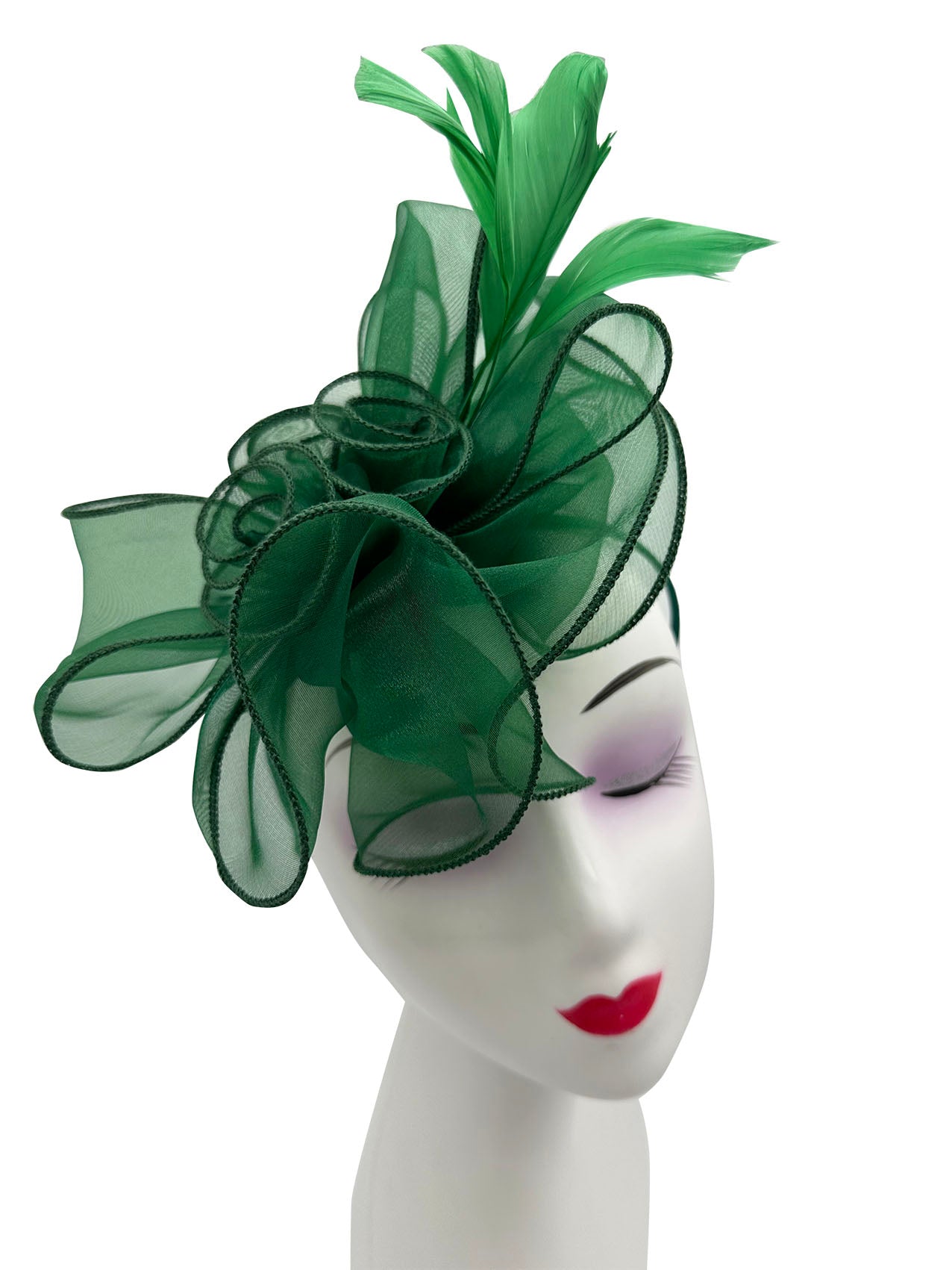 FT3090 Rose Bouquet with Big Bow & Feather Fascinator