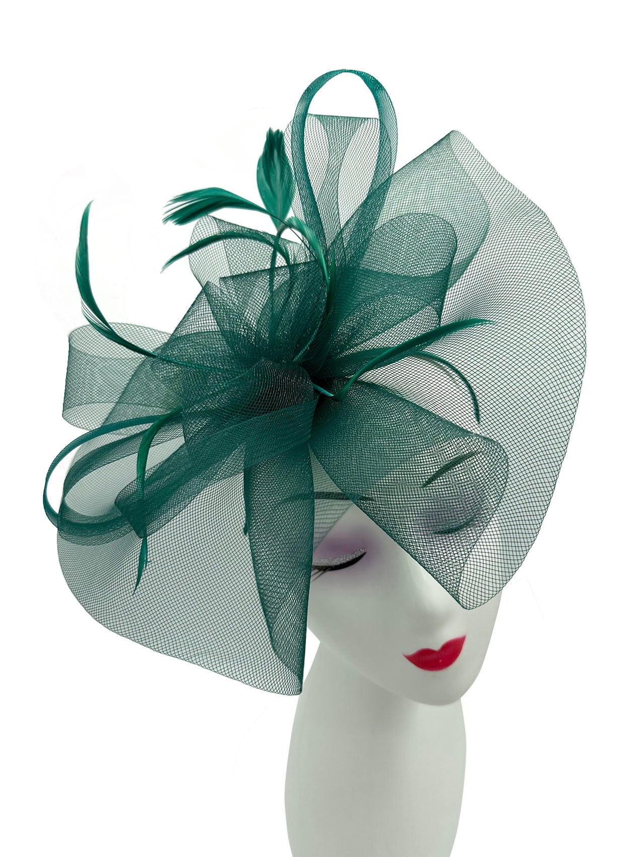 FT3900 Layered Mesh Net Floral Fascinator with Popping Feather