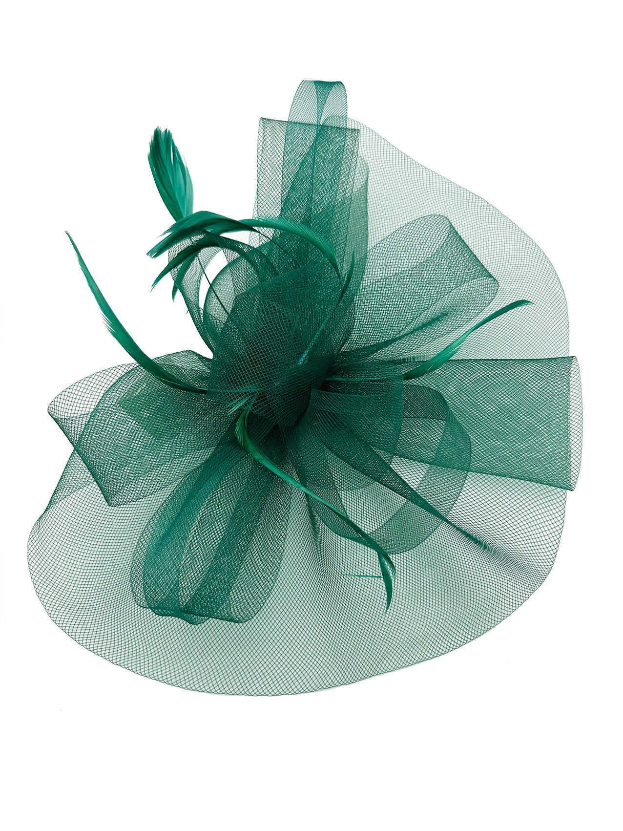 FT3900 Layered Mesh Net Floral Fascinator with Popping Feather