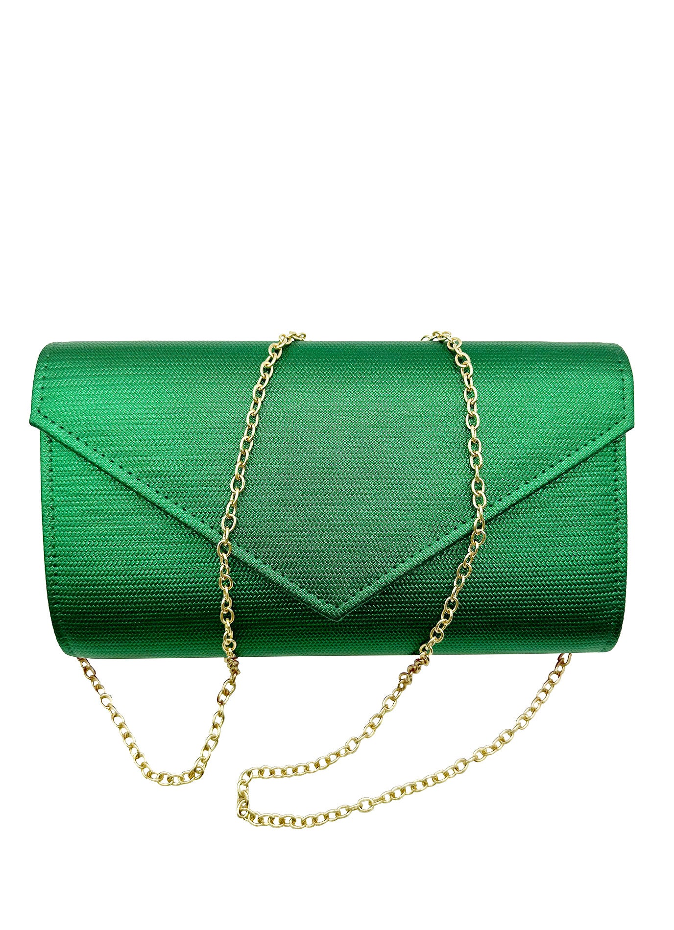 CB24160-006 Plain Envelope Style Clutch Bag with Long Shoulder Chain