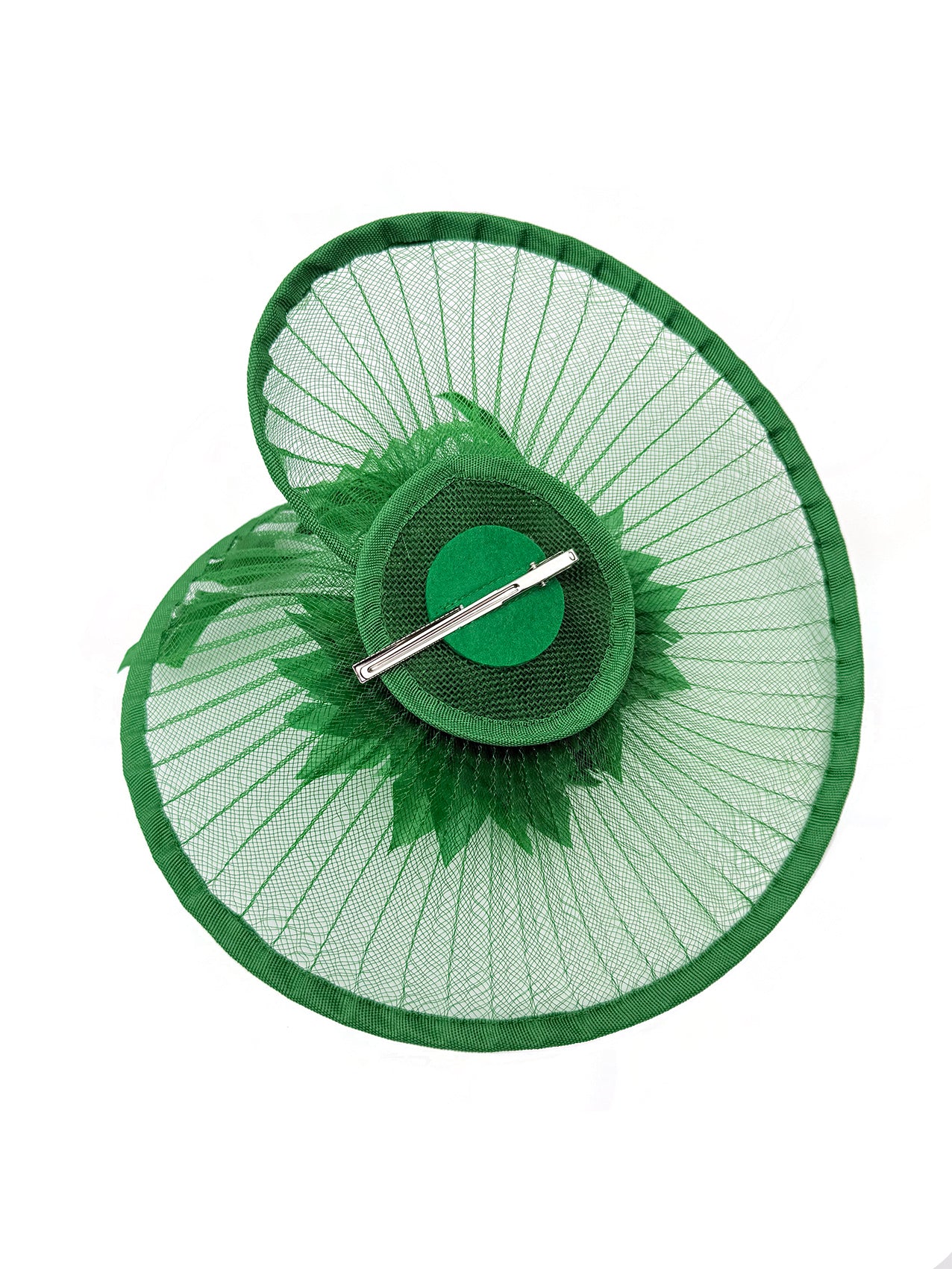 FT25190 Spiral Circular Brim Fascinator with a Feathers Burst