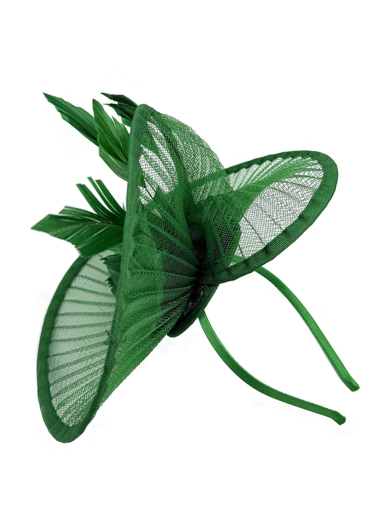 FT25190 Spiral Circular Brim Fascinator with a Feathers Burst