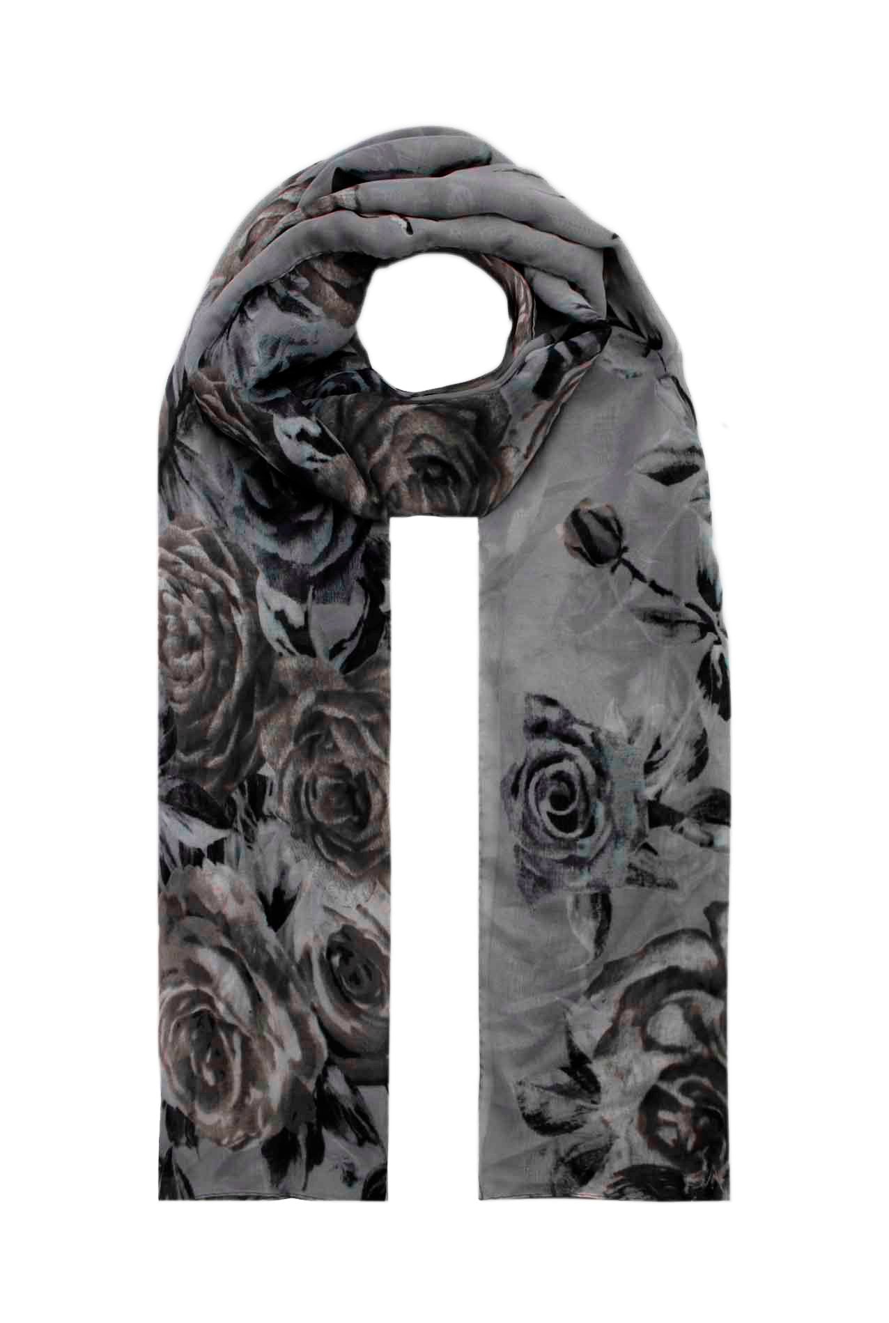 AB1833-4 Soft Light Scarf with Roses Print