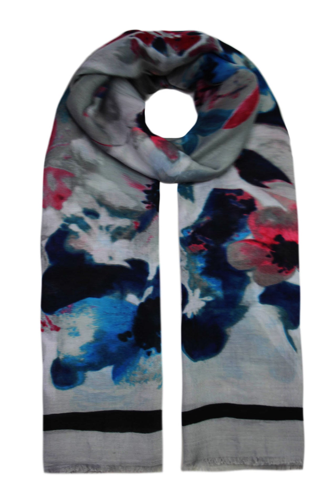 SF1990-88 Floral Viscose Scarf with Vibrant Flower Pattern