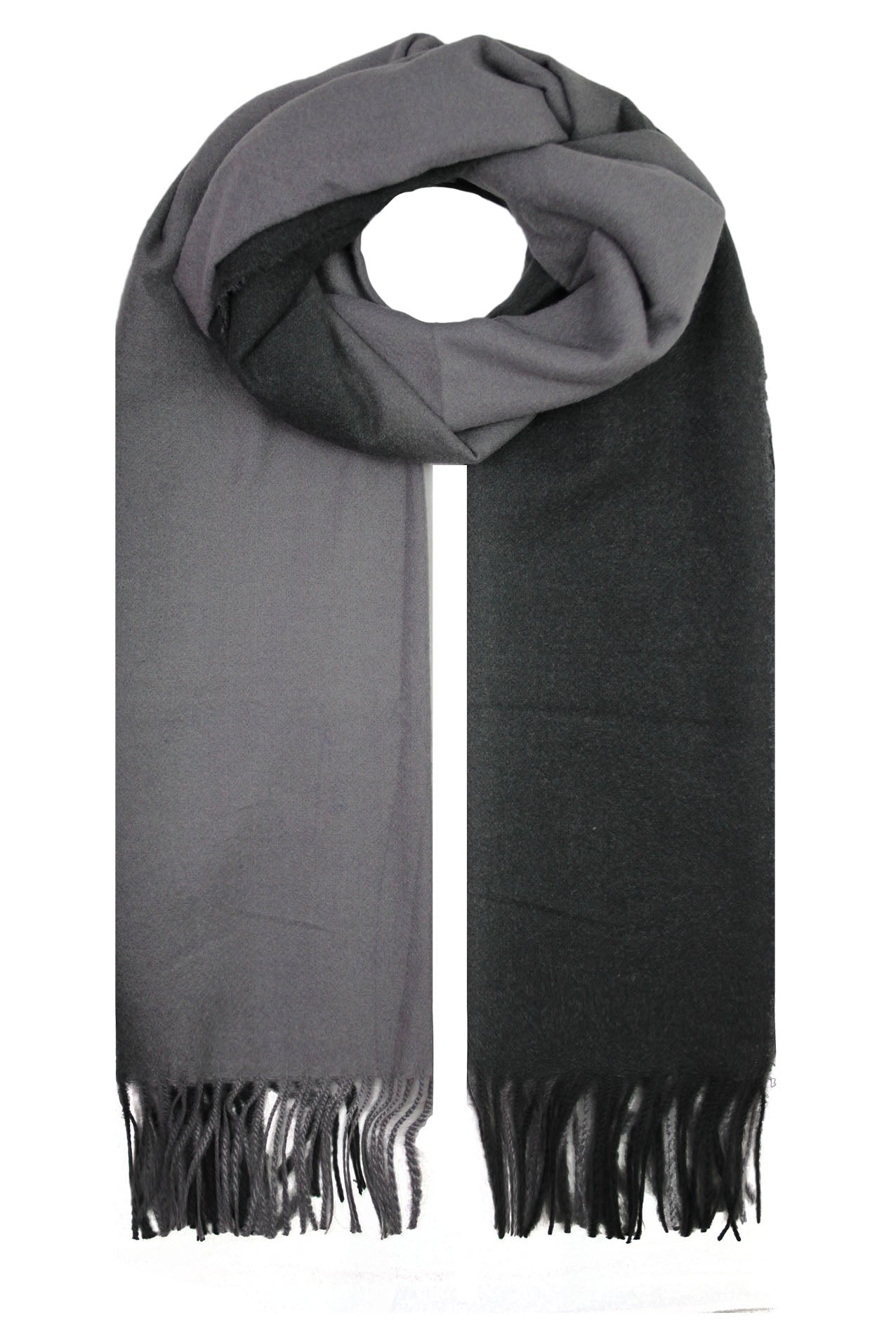 SF19128-81 Dual Colour Wool Blend Scarf with Tassels