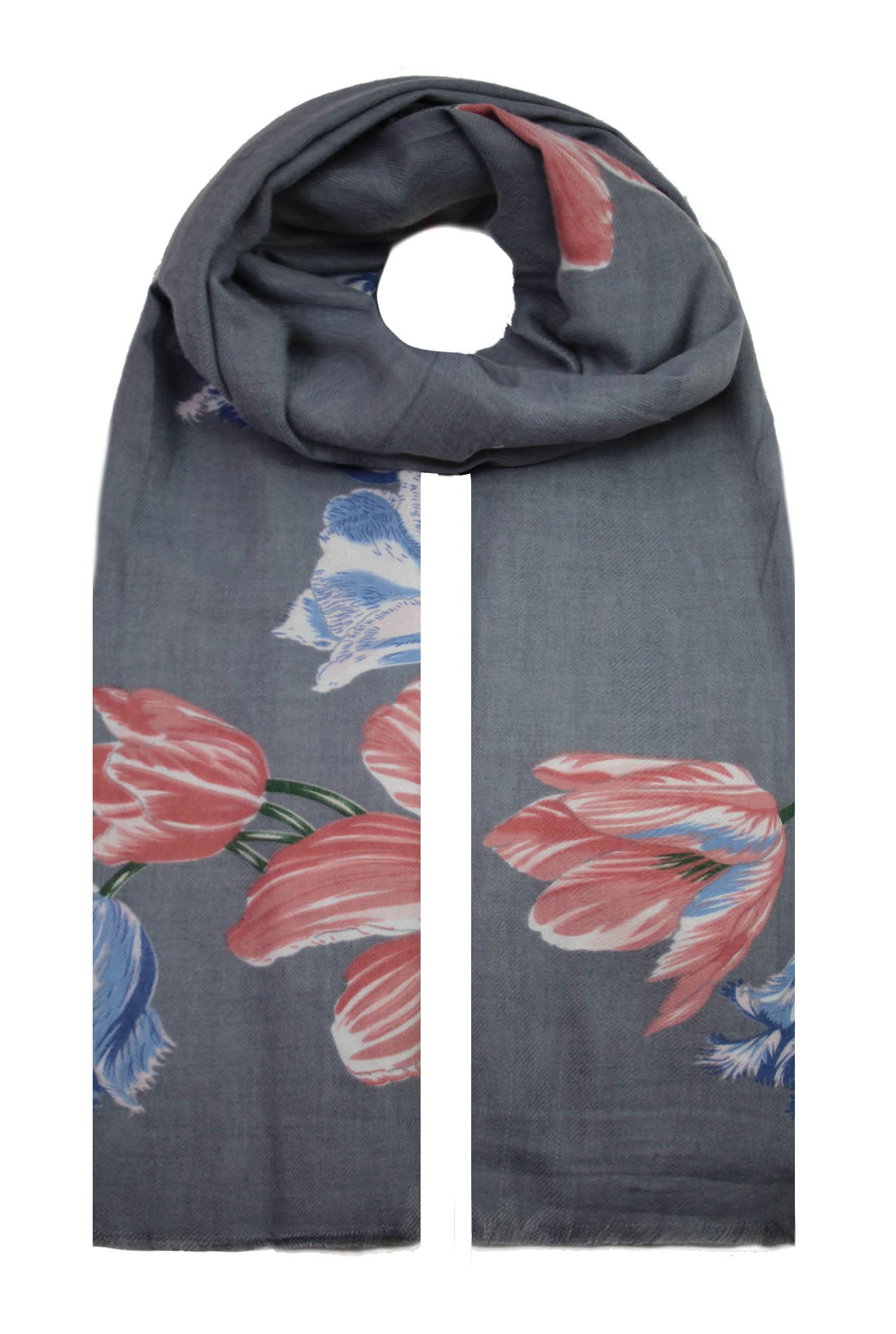 SF19120-75 Vibrant Wool Blend Scarf with Flower Print