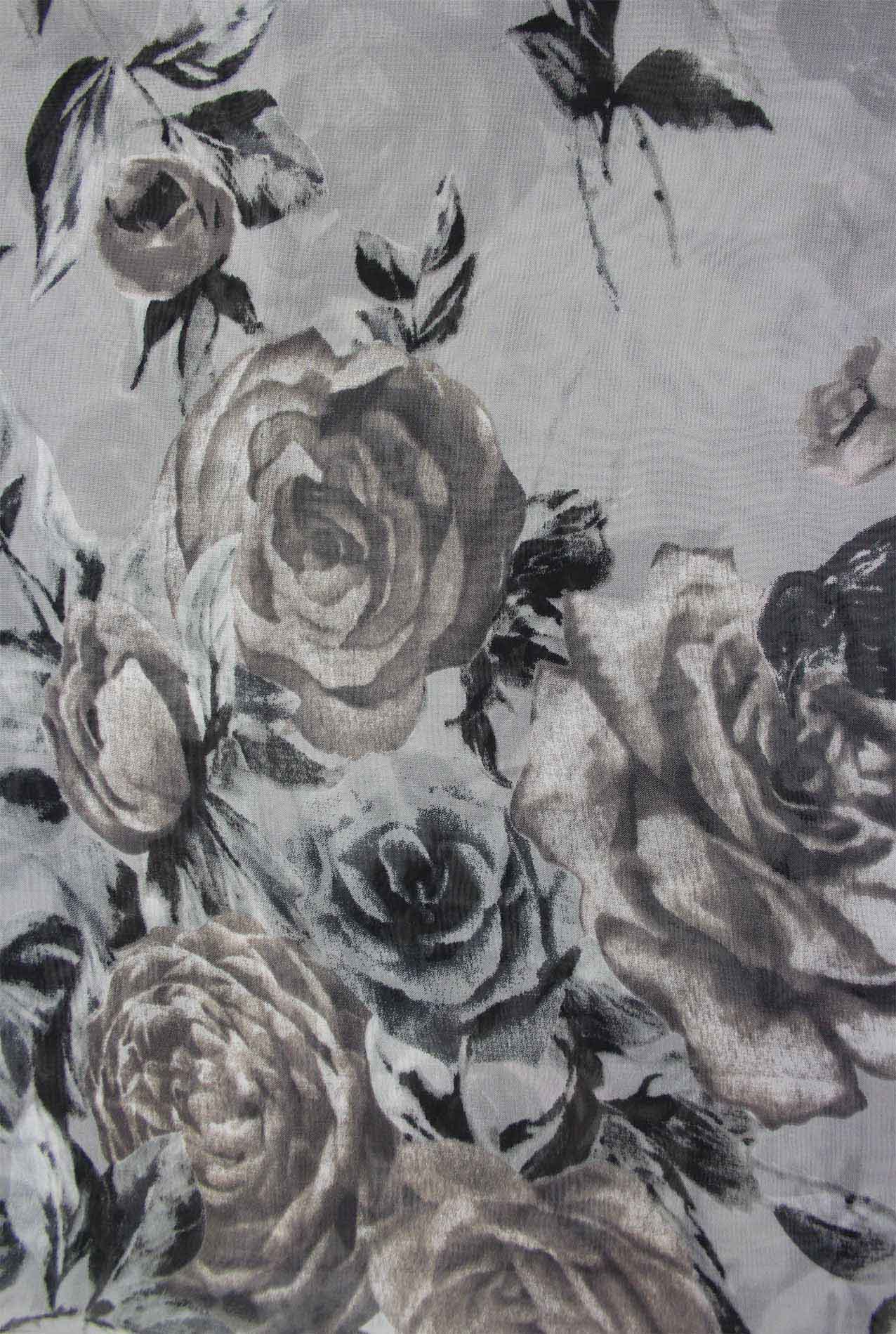 AB1833-4 Soft Light Scarf with Roses Print