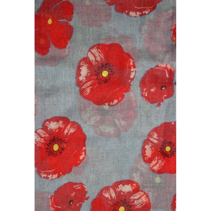 AB1850-398 Large Poppy Print Scarf