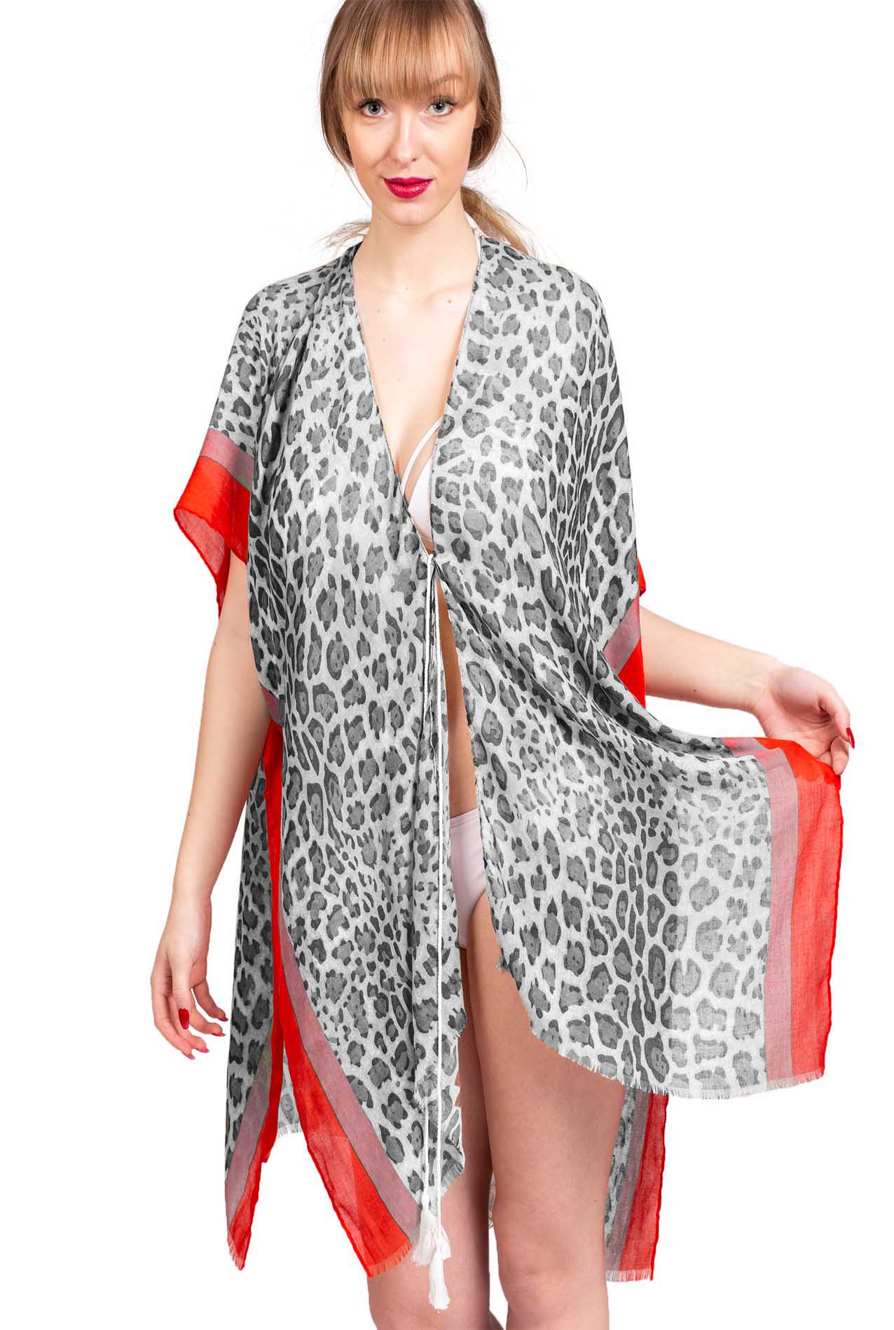 SF19140-047 Soft Print Sarong Dress with Leopard Pattern