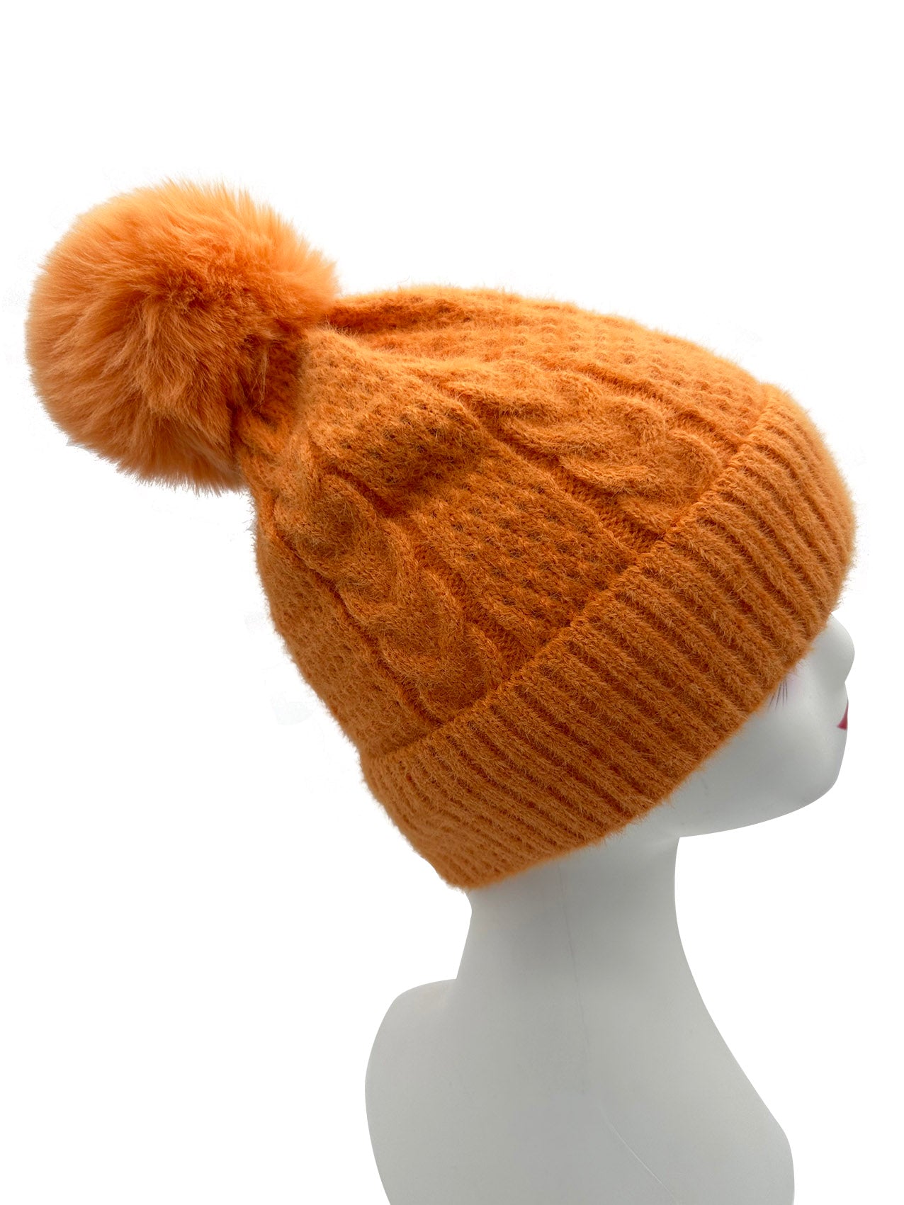 HT23125-895 Faux-Fur Fluffy Pom Pom Hat