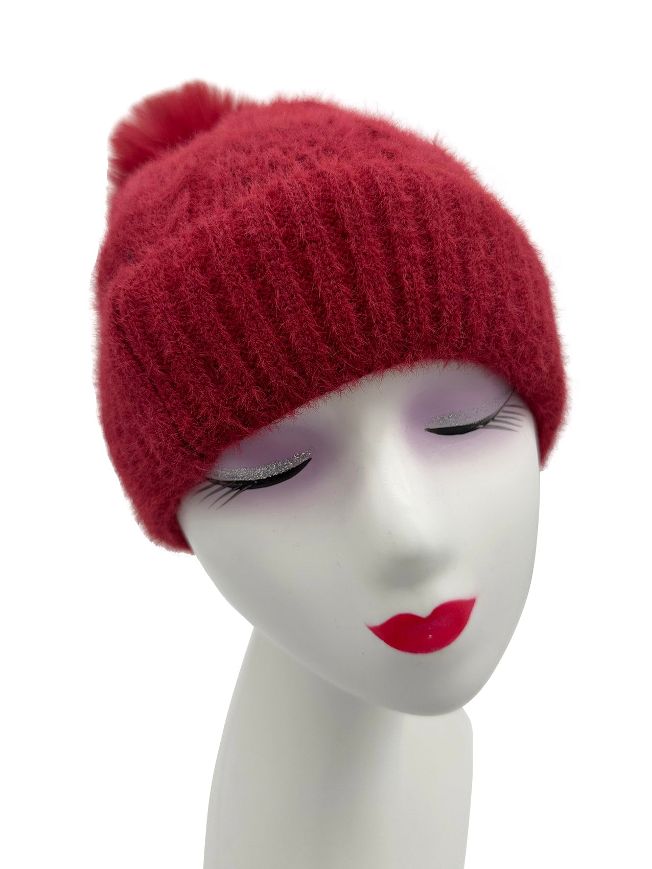 HT23125-895 Faux-Fur Fluffy Pom Pom Hat