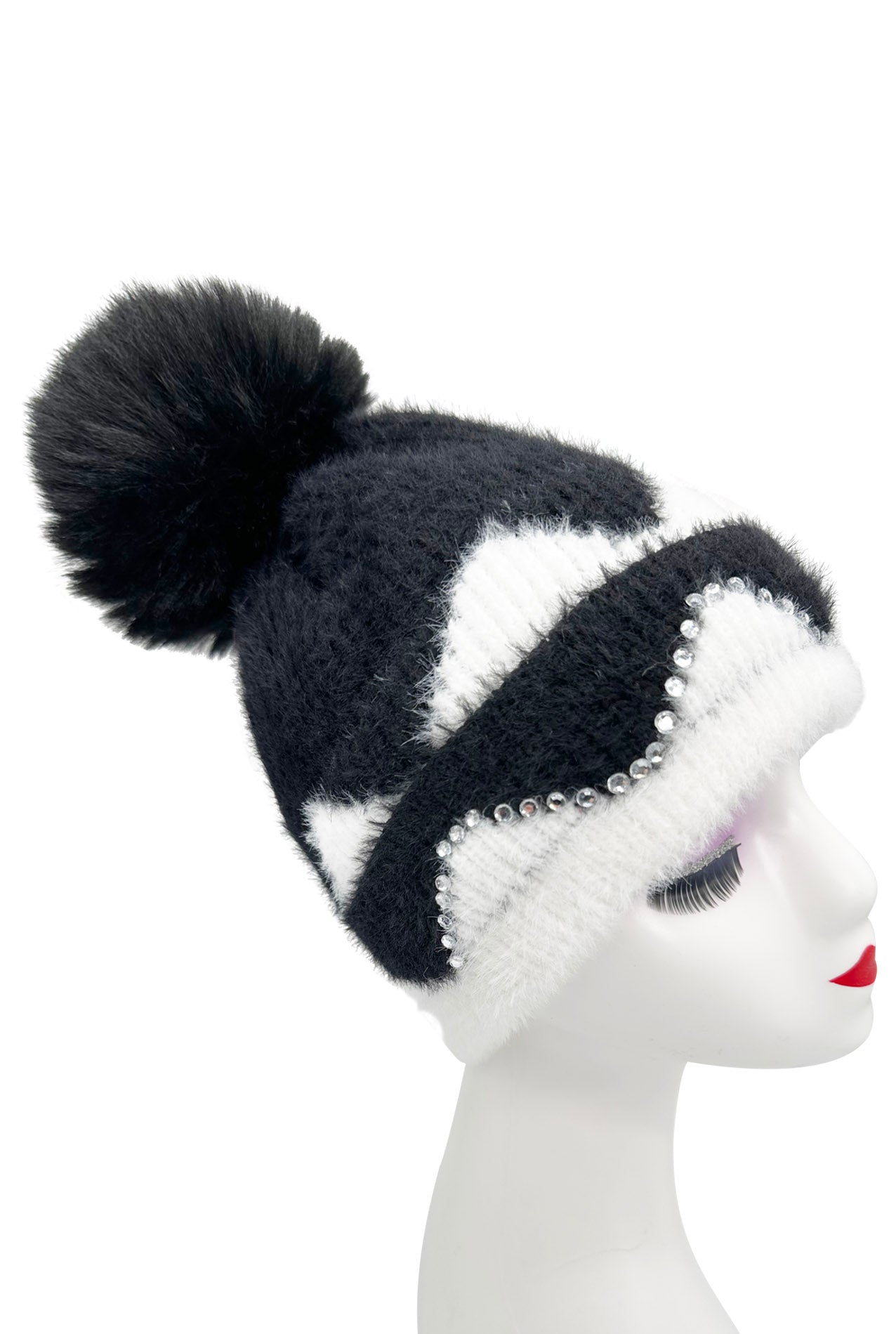 HT2411-089 Colourful Sequined Pom Pom Hat