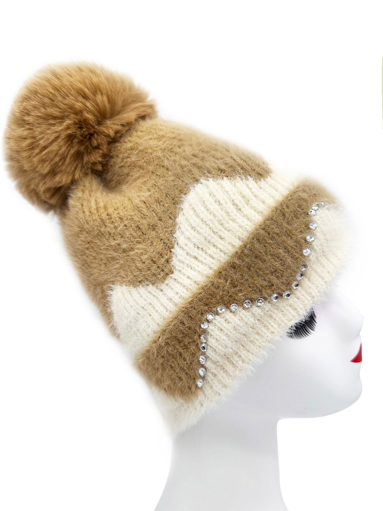 HT2411-089 Colourful Sequined Pom Pom Hat