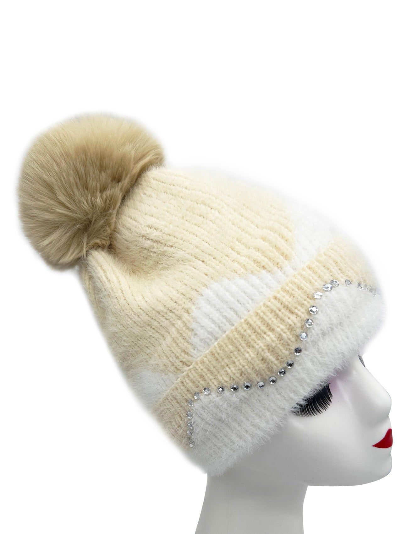 HT2411-089 Colourful Sequined Pom Pom Hat