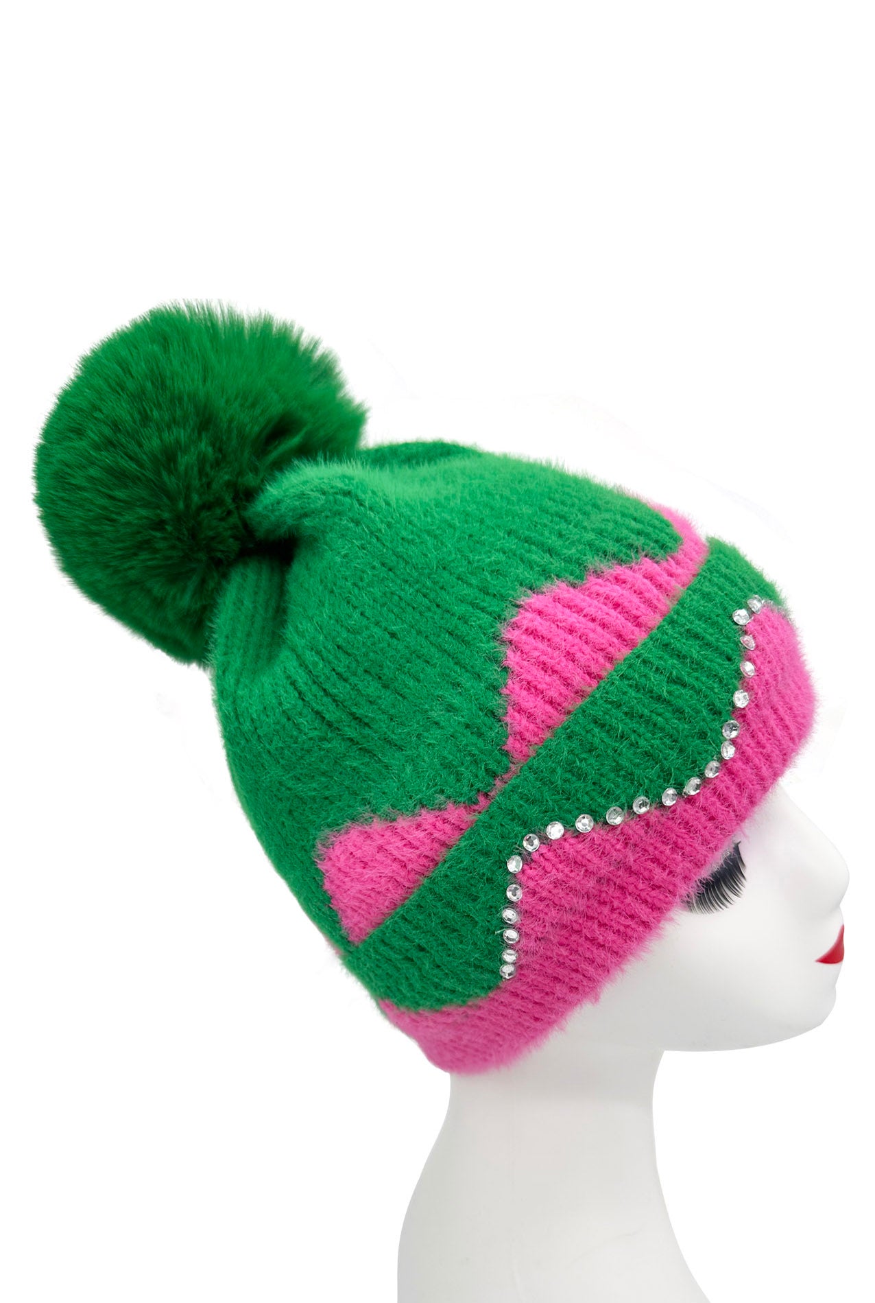 HT2411-089 Colourful Sequined Pom Pom Hat