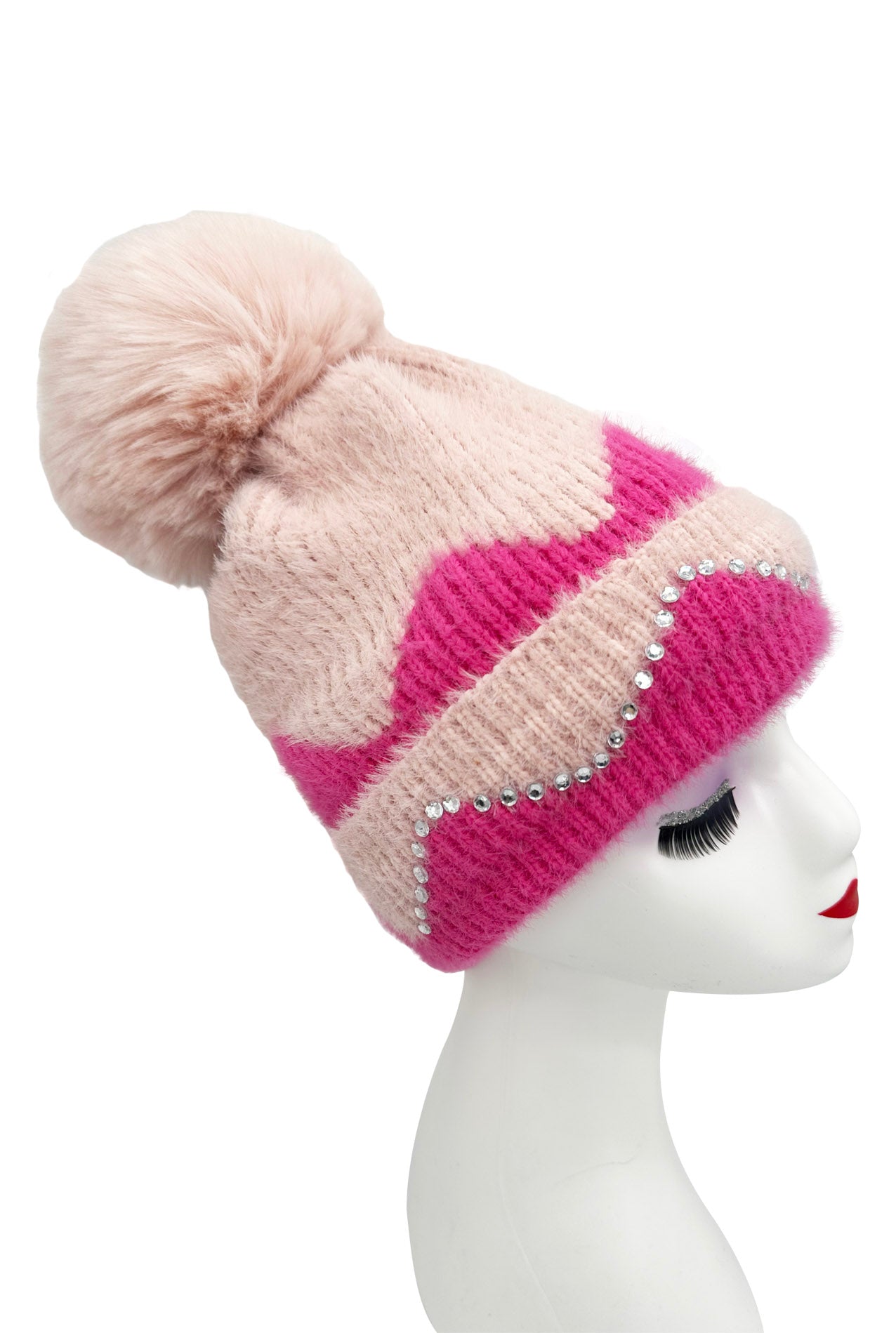 HT2411-089 Colourful Sequined Pom Pom Hat