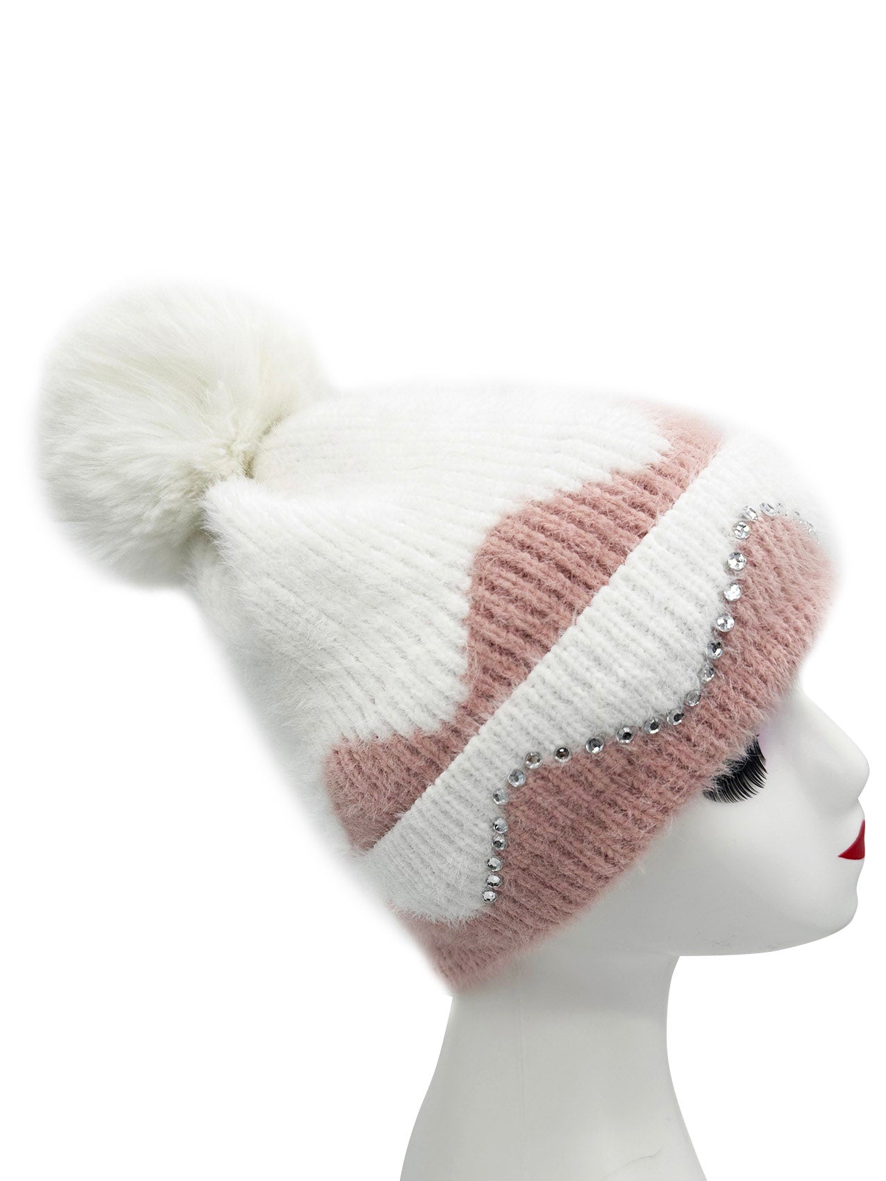 HT2411-089 Colourful Sequined Pom Pom Hat