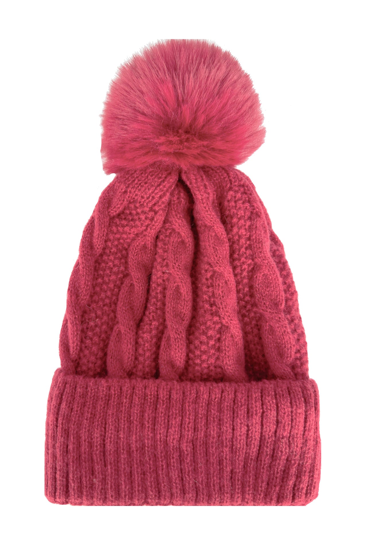 HT2460-092 Knitted Beanie Pom Pom Hat