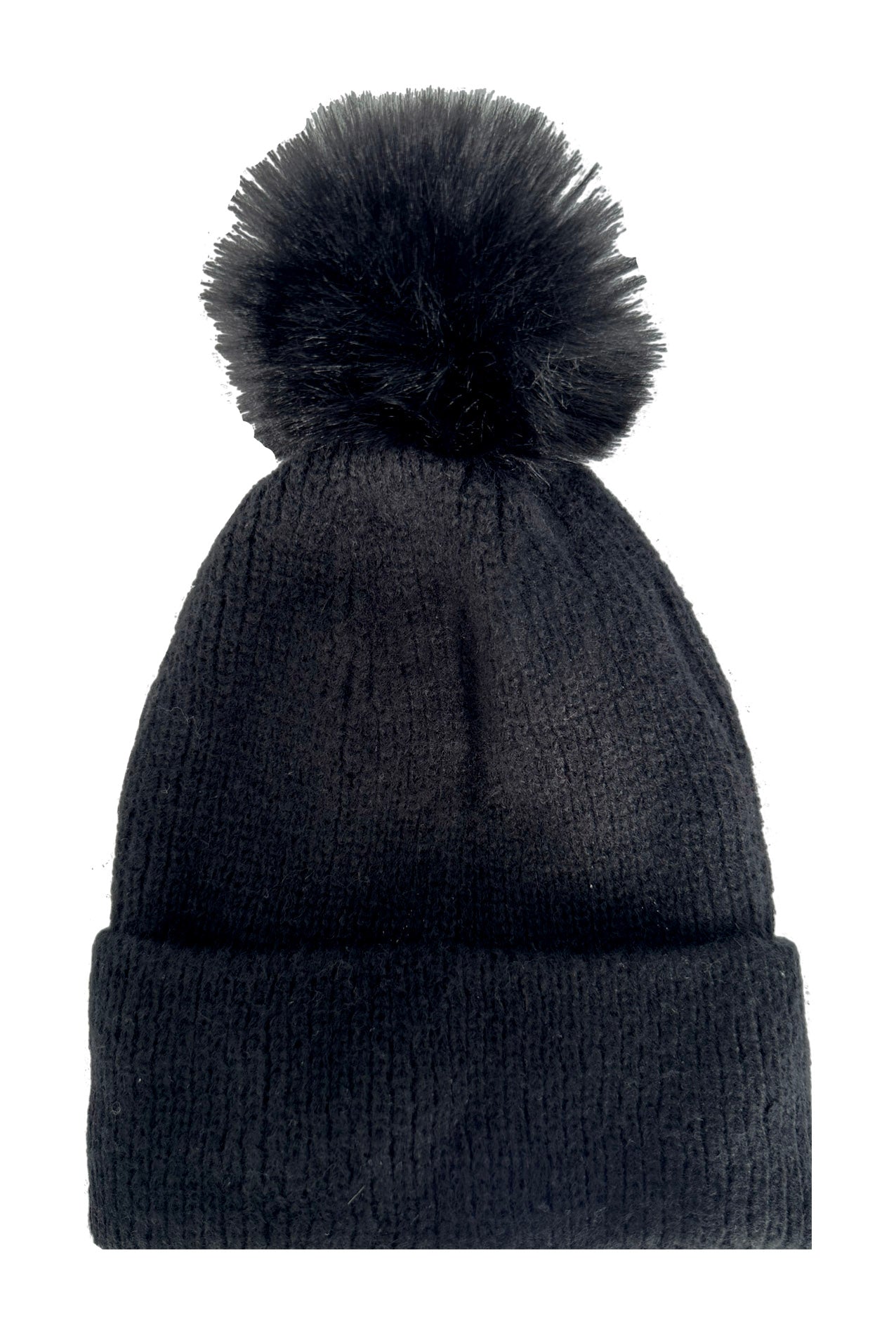 HT2460-094 Plain Knitted Beanie Pom Pom Hat