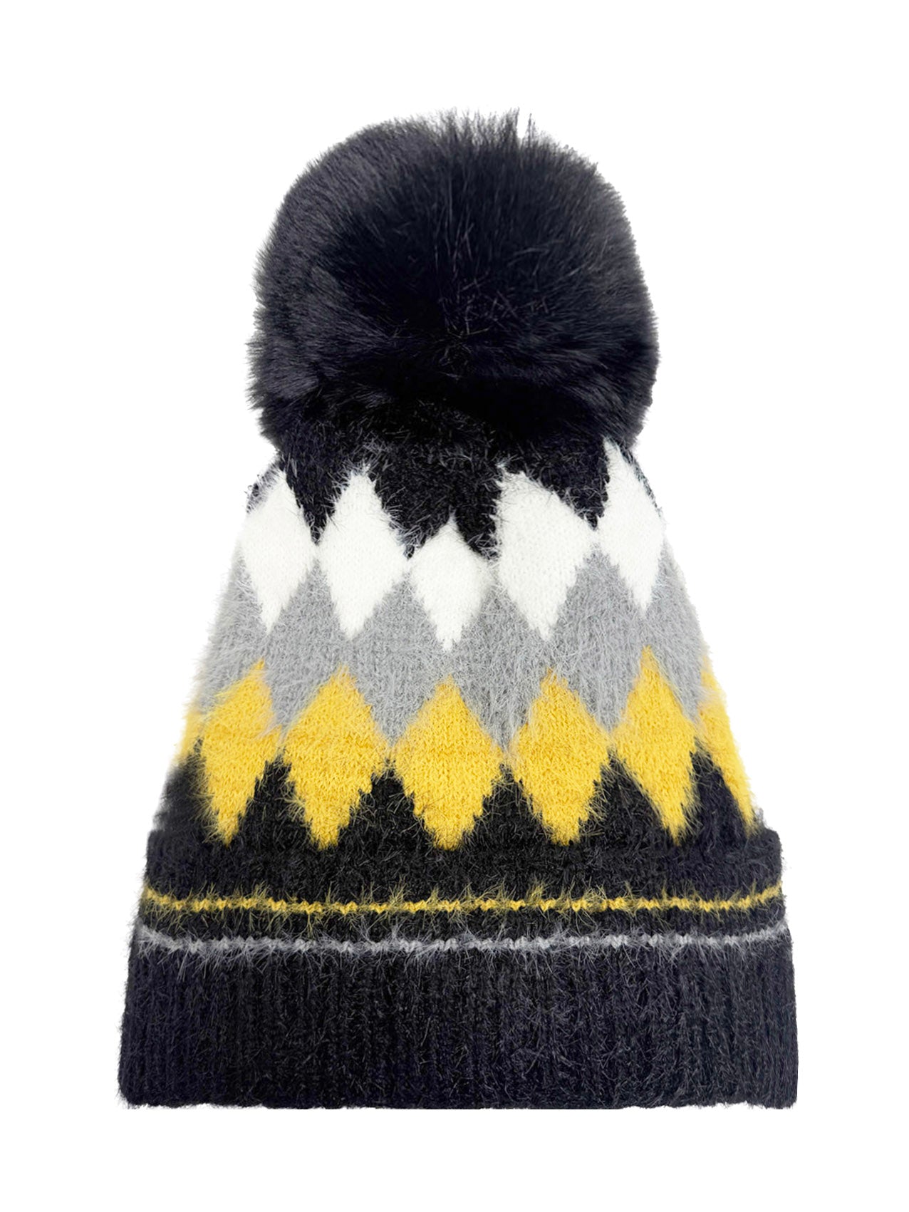 HT25105-322 Classic Pattern Beanie Hat with Pom Pom