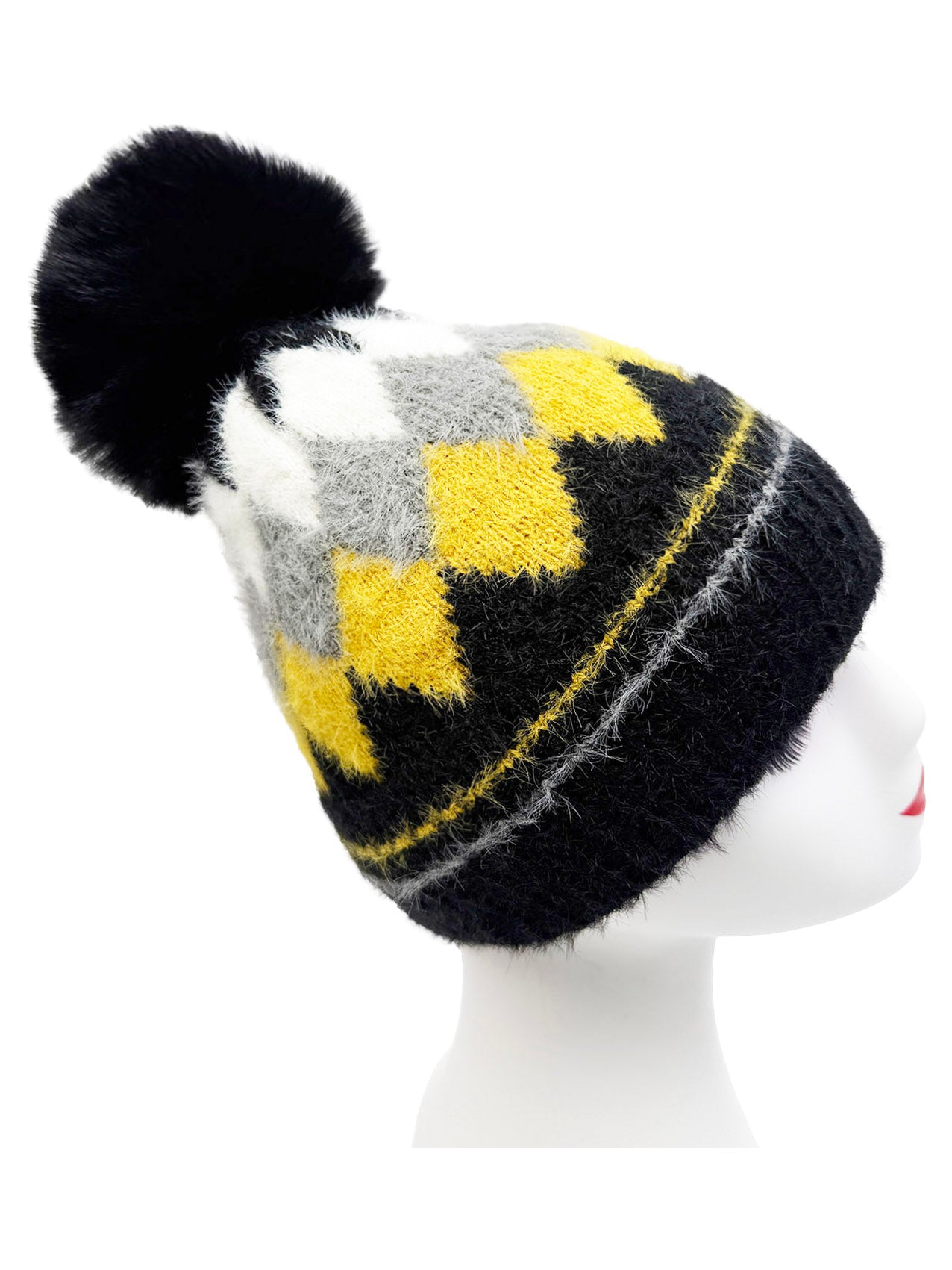 HT25105-322 Classic Pattern Beanie Hat with Pom Pom