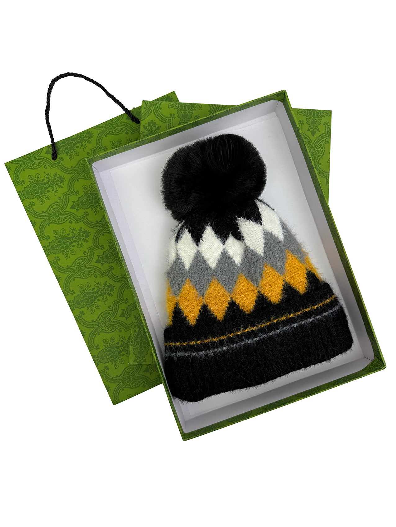 HT25105-322 Classic Pattern Beanie Hat with Pom Pom