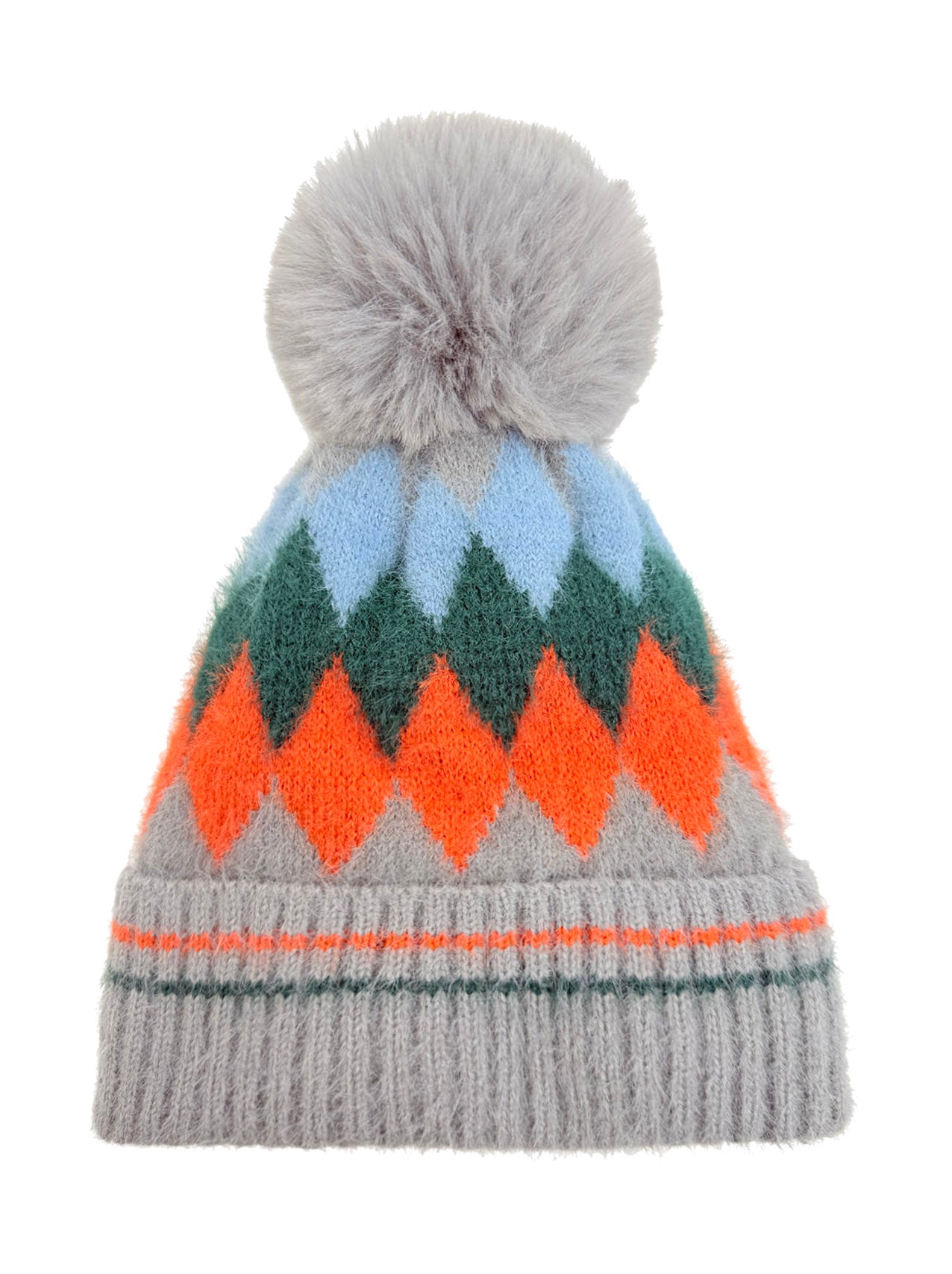 HT25105-322 Classic Pattern Beanie Hat with Pom Pom