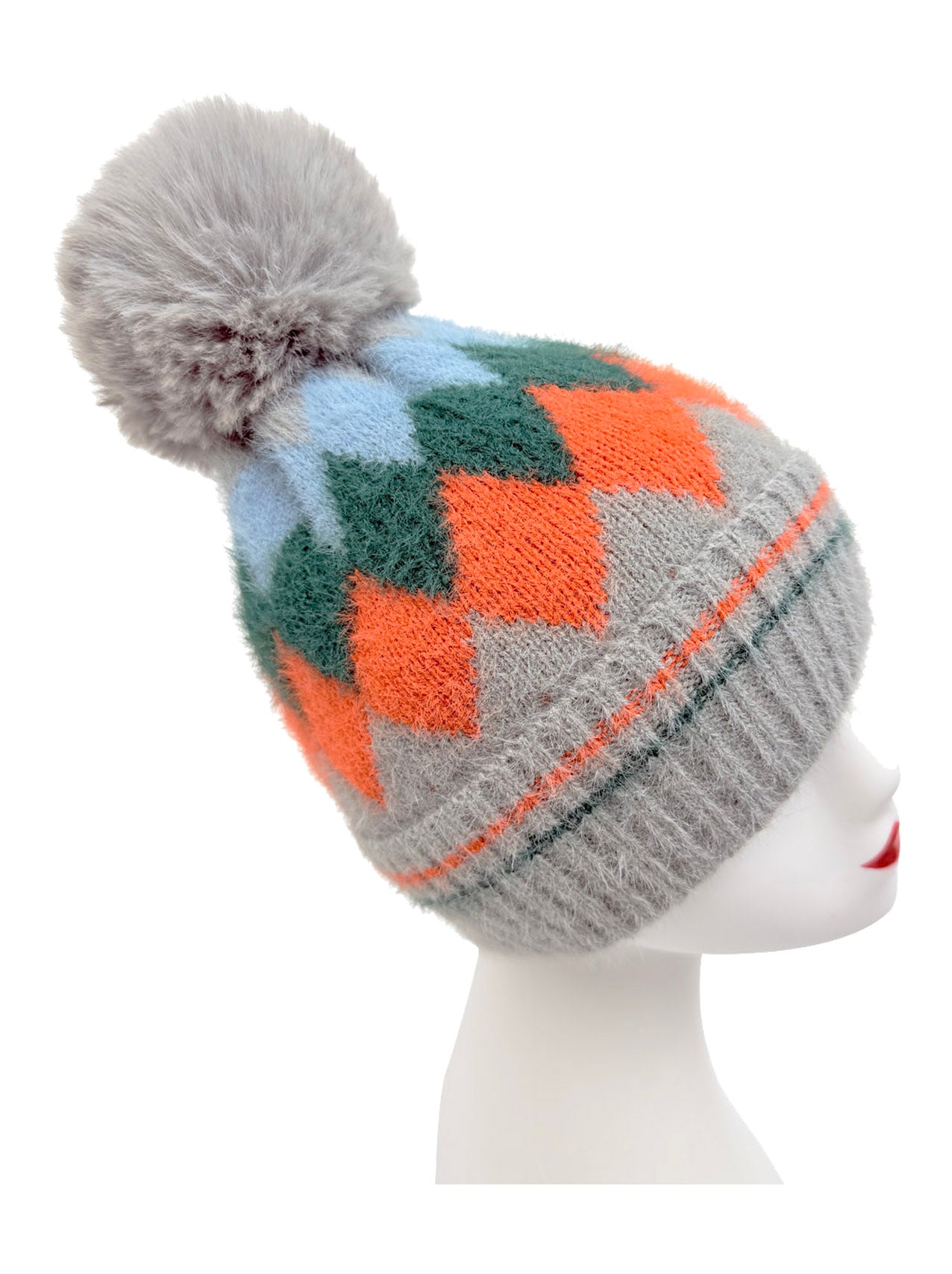 HT25105-322 Classic Pattern Beanie Hat with Pom Pom