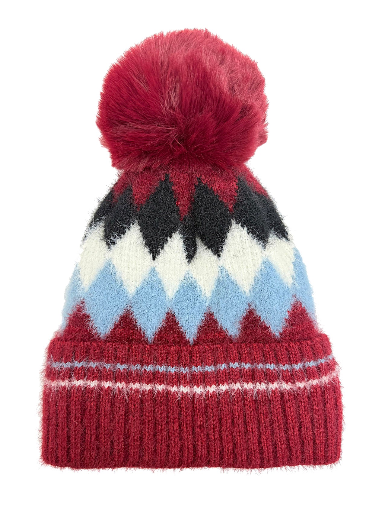 HT25105-322 Classic Pattern Beanie Hat with Pom Pom
