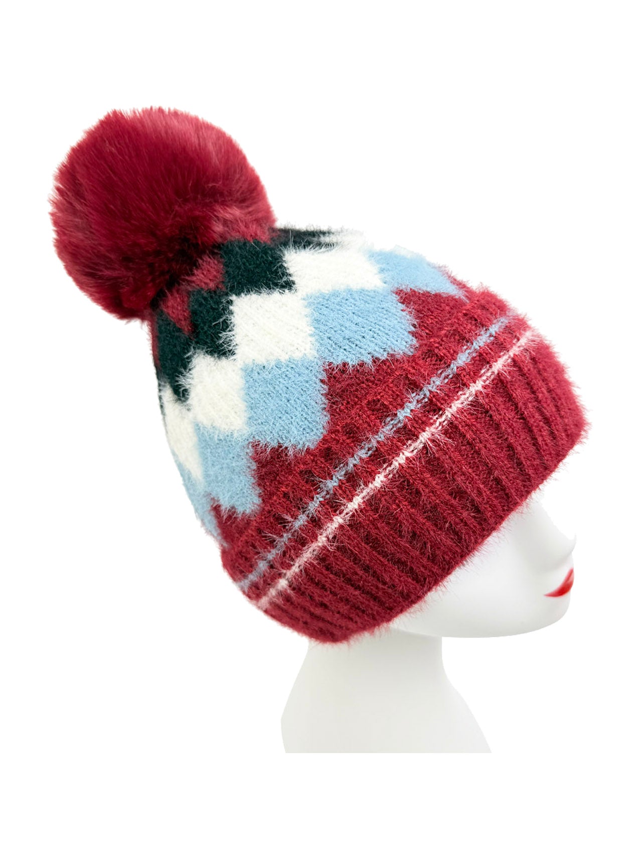 HT25105-322 Classic Pattern Beanie Hat with Pom Pom