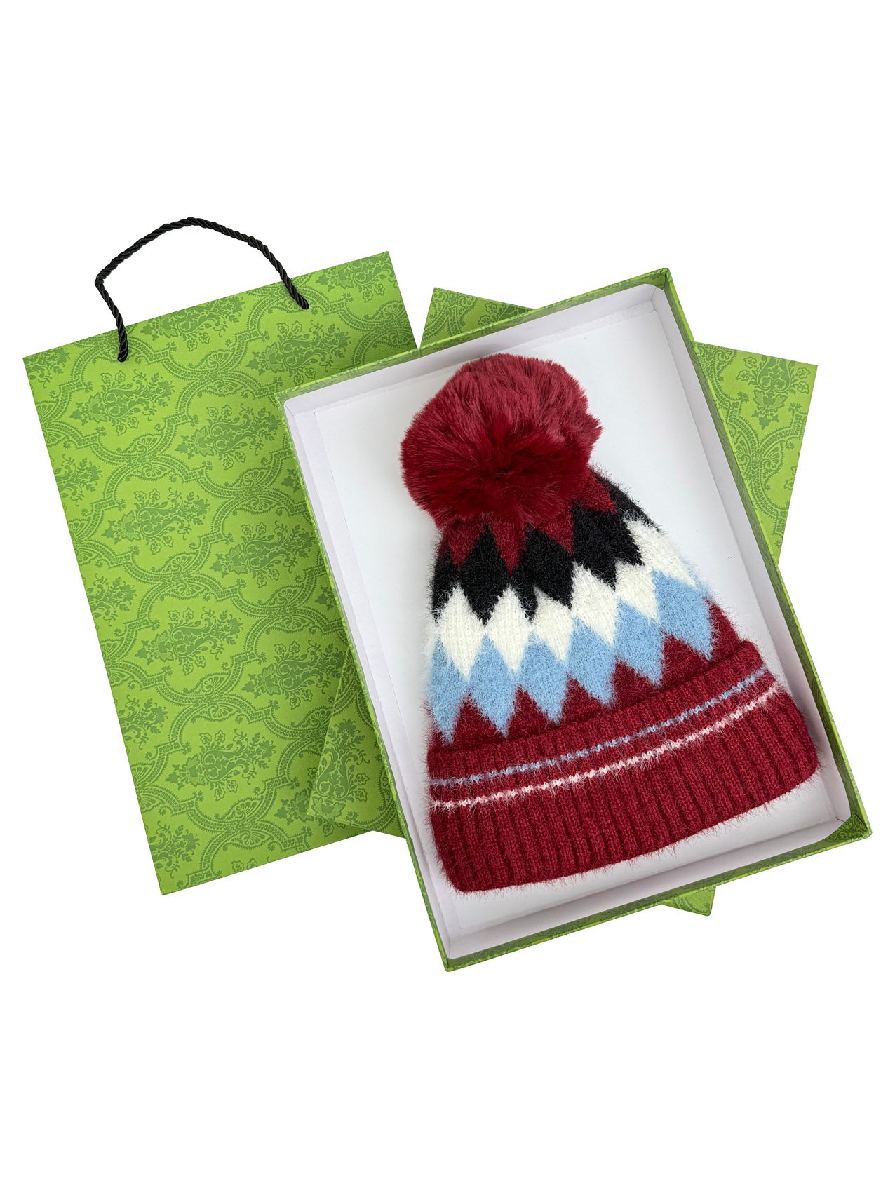 HT25105-322 Classic Pattern Beanie Hat with Pom Pom